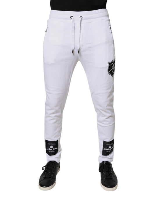 Dolce & Gabbana White Logo Patch Men Skinny Sweatpants Pants