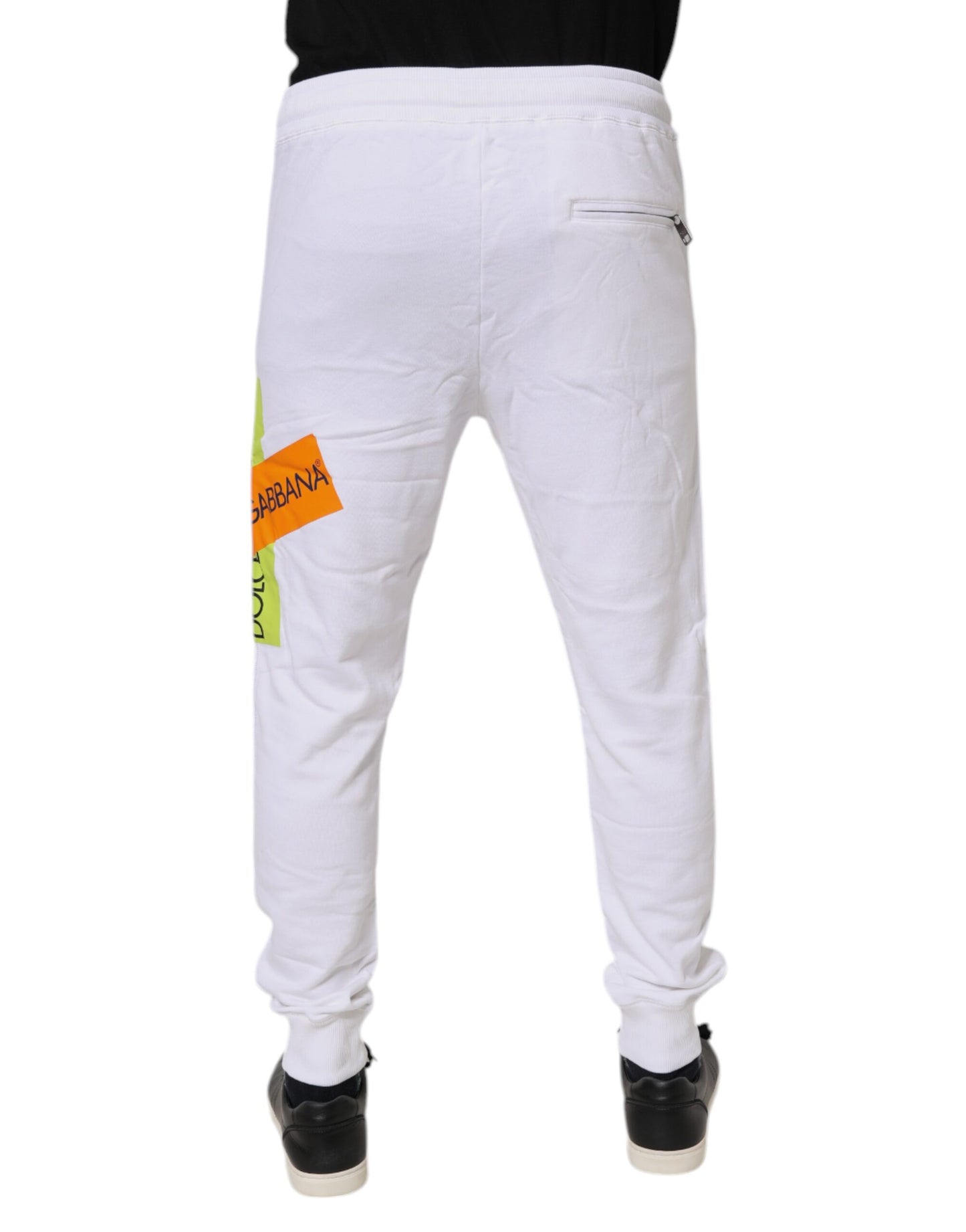 Dolce & Gabbana White Logo Tape Jogger Cotton Sweatpants Pants