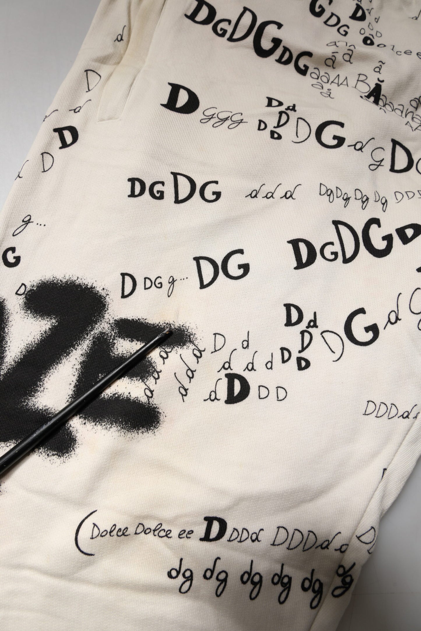 Dolce & Gabbana White Logo Print Men Skinny Sweatpants Pants