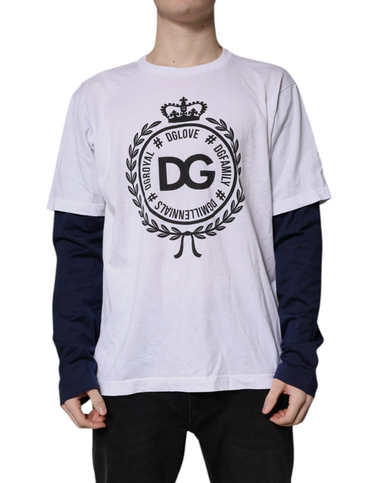 Dolce & Gabbana White Graphic Print Cotton Crew Neck T-shirt
