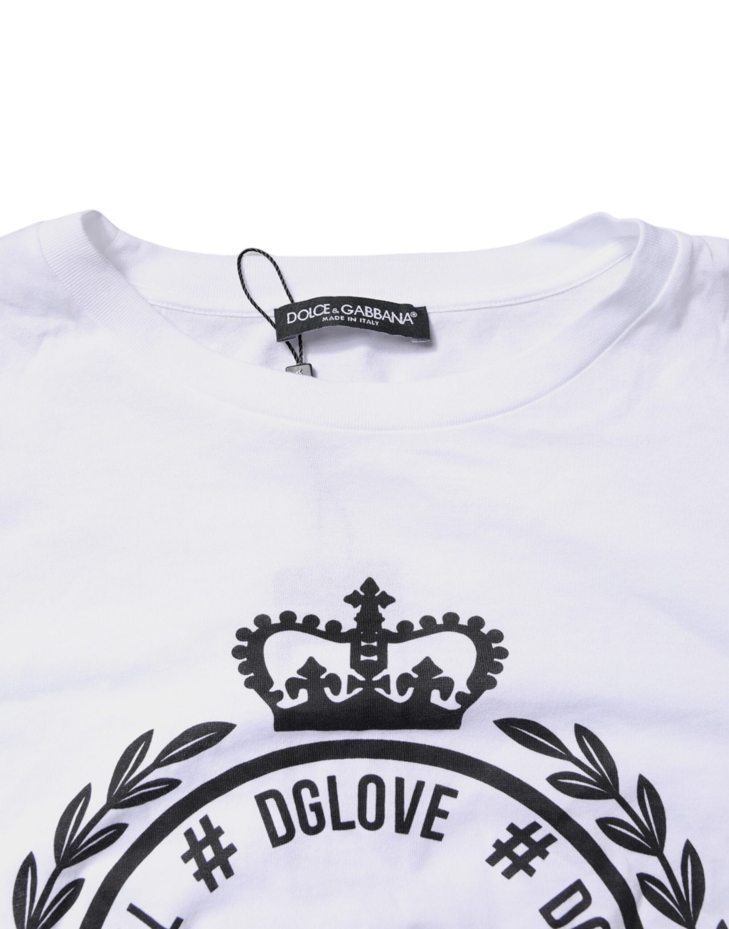 Dolce & Gabbana White Graphic Print Cotton Crew Neck T-shirt