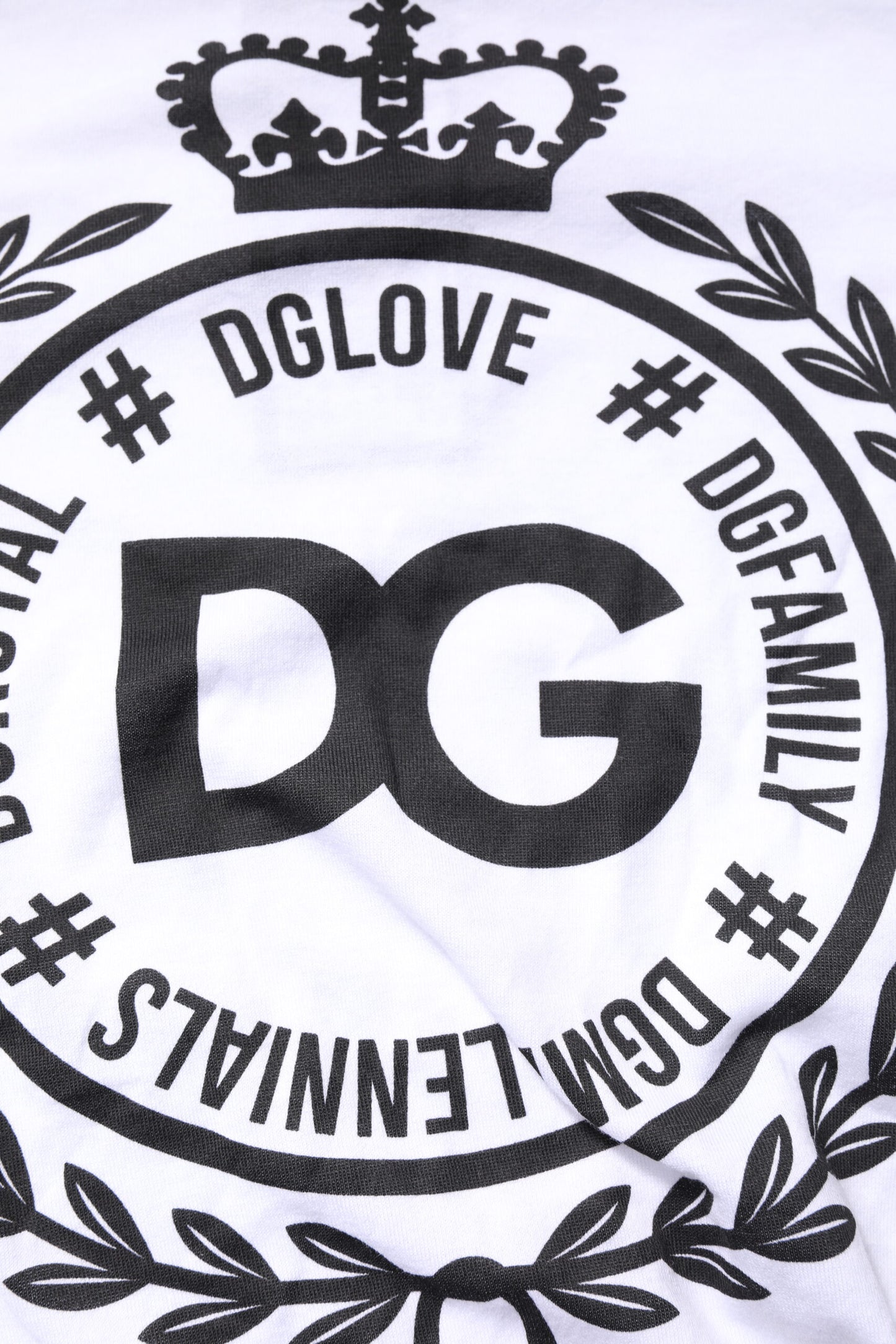 Dolce & Gabbana White Graphic Print Cotton Crew Neck T-shirt