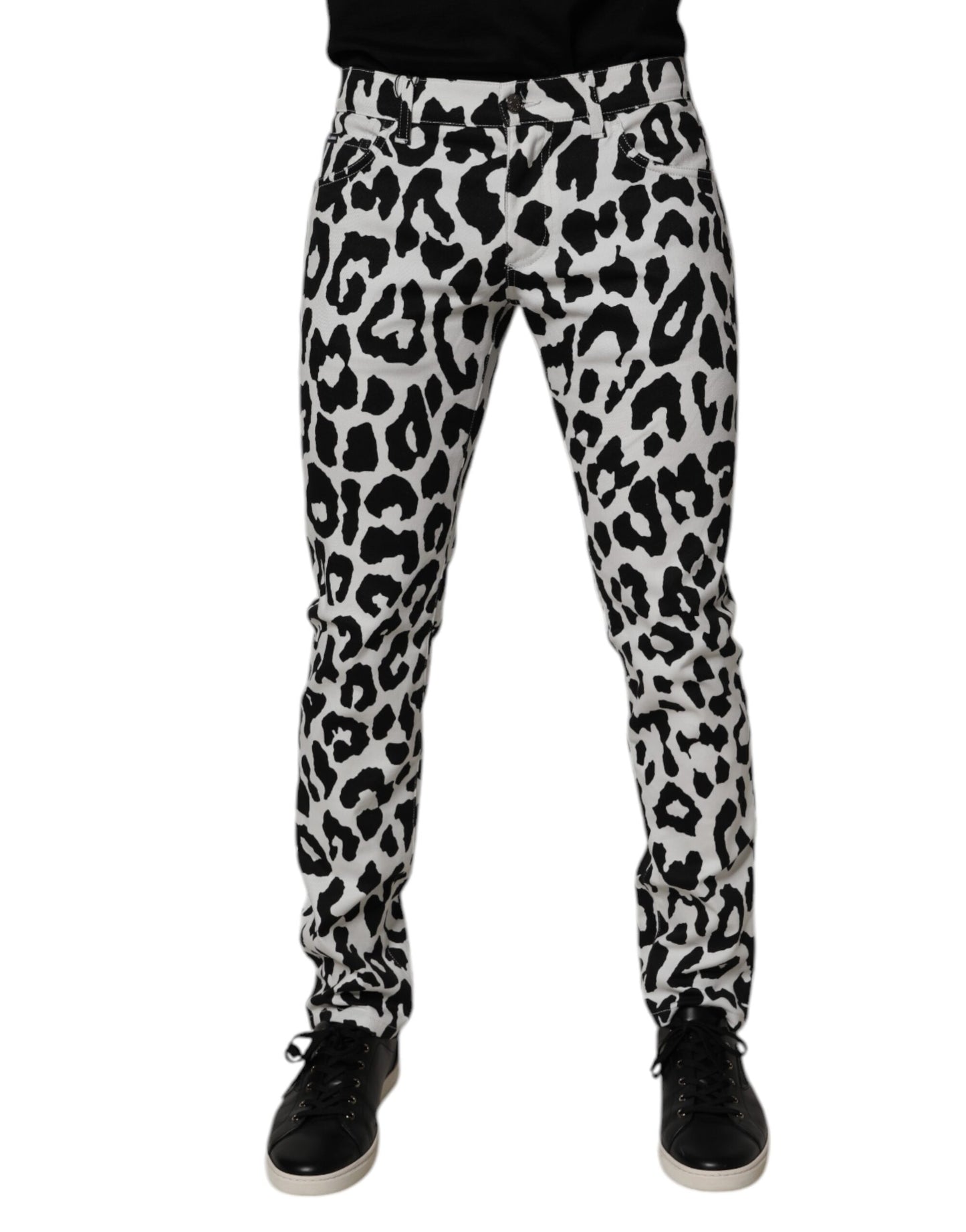 Dolce & Gabbana White Leopard Cotton Skinny Denim Jeans