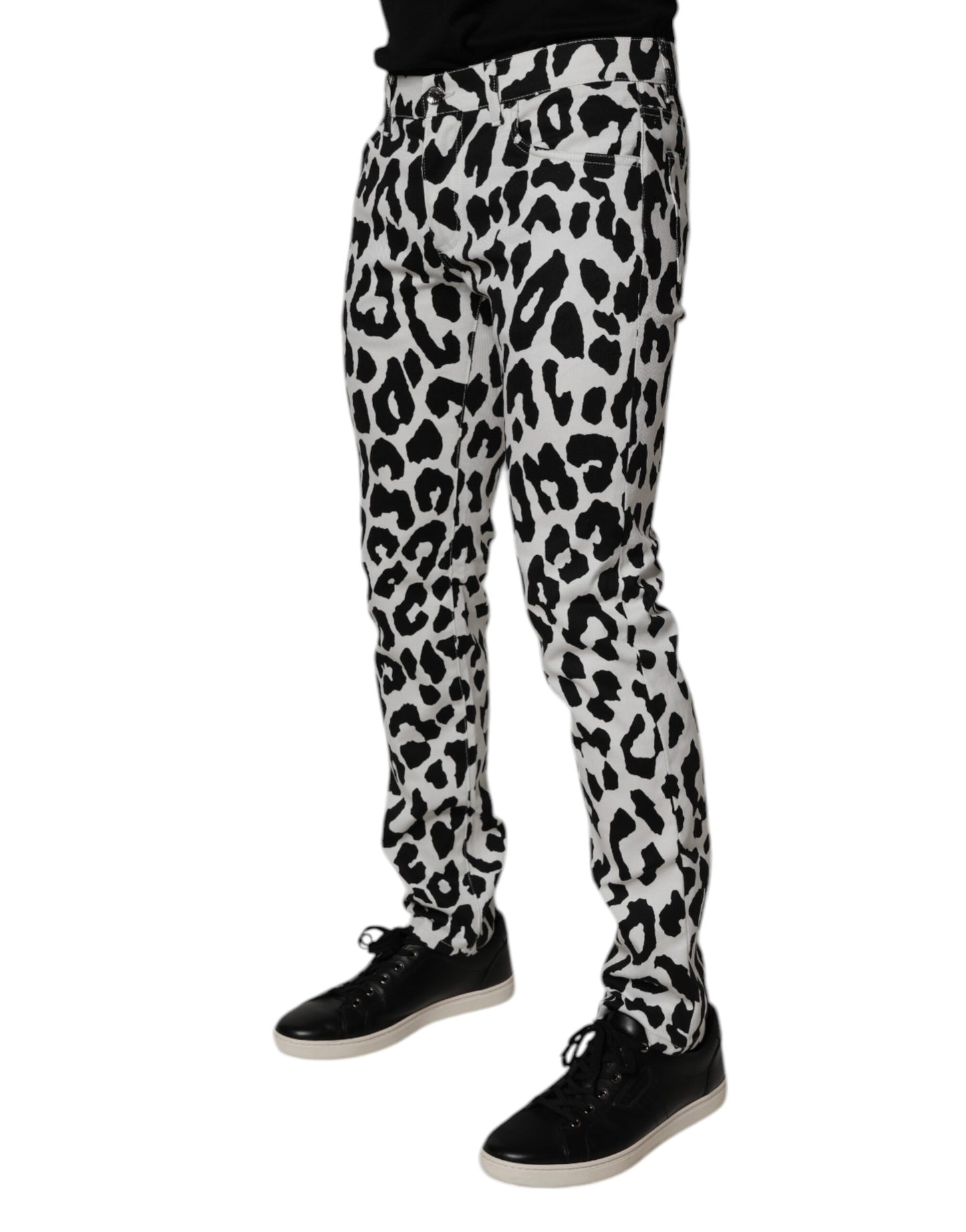 Dolce & Gabbana White Leopard Cotton Skinny Denim Jeans