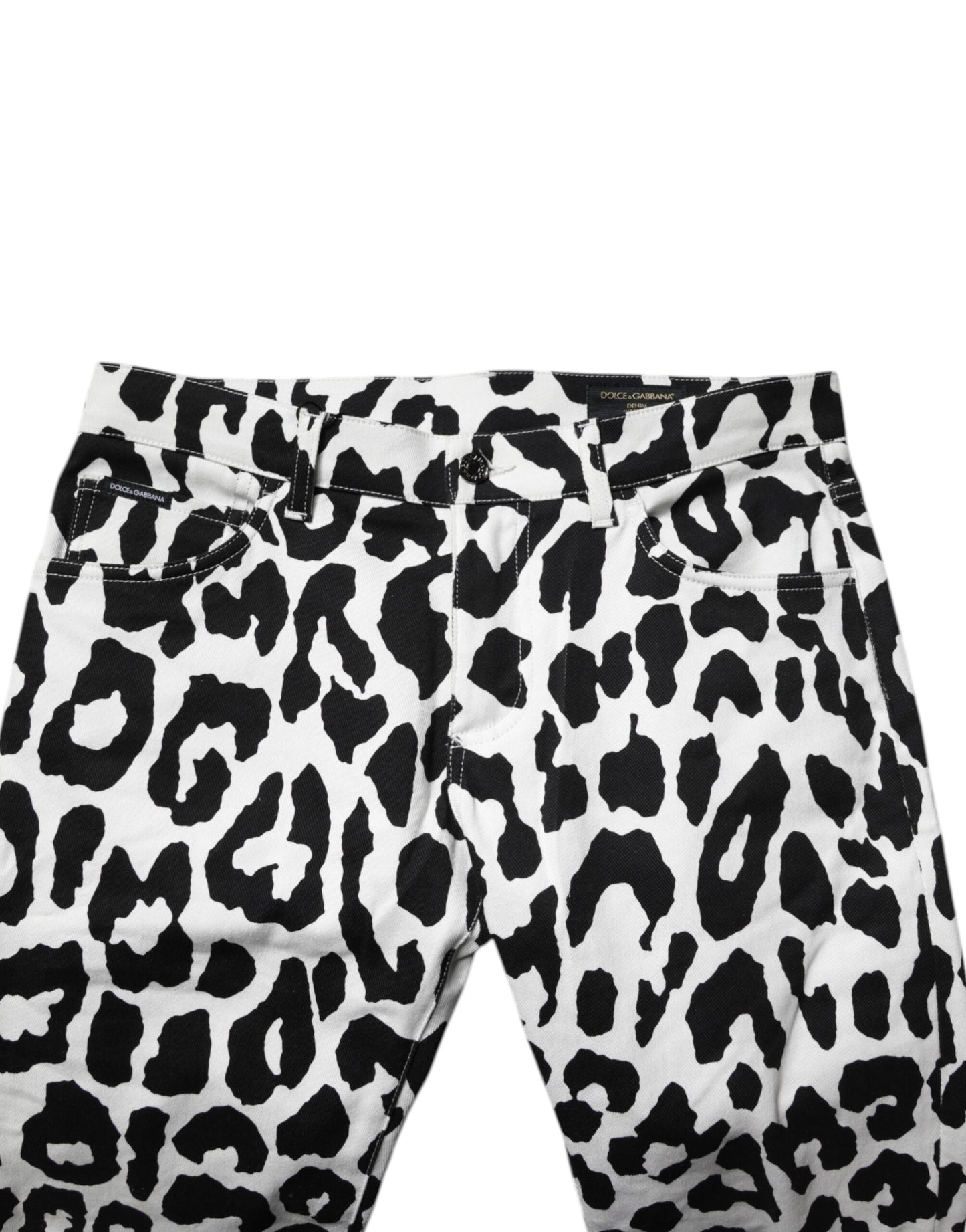 Dolce & Gabbana White Leopard Cotton Skinny Denim Jeans