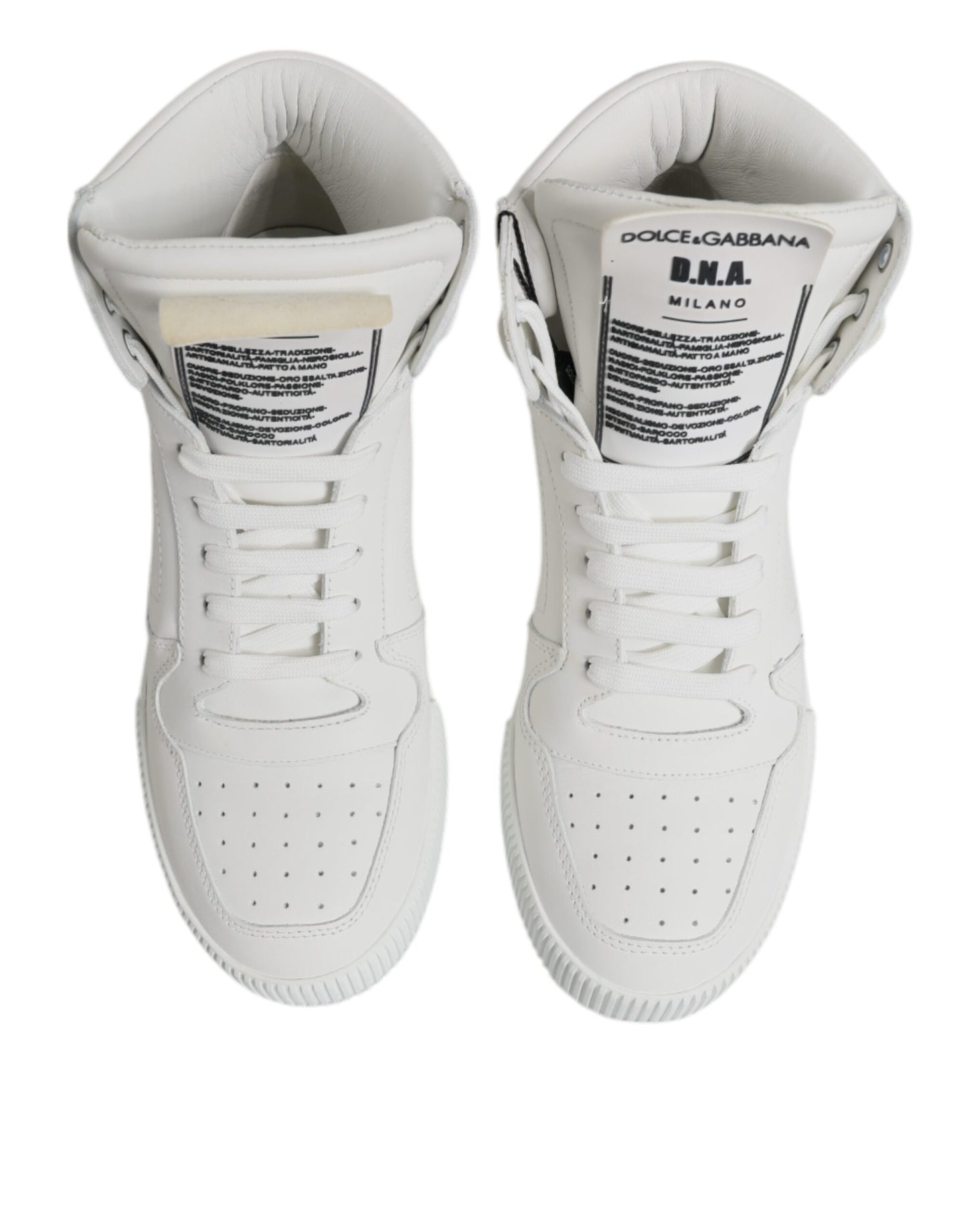 Dolce & Gabbana White Leather High Top Sneakers Shoes