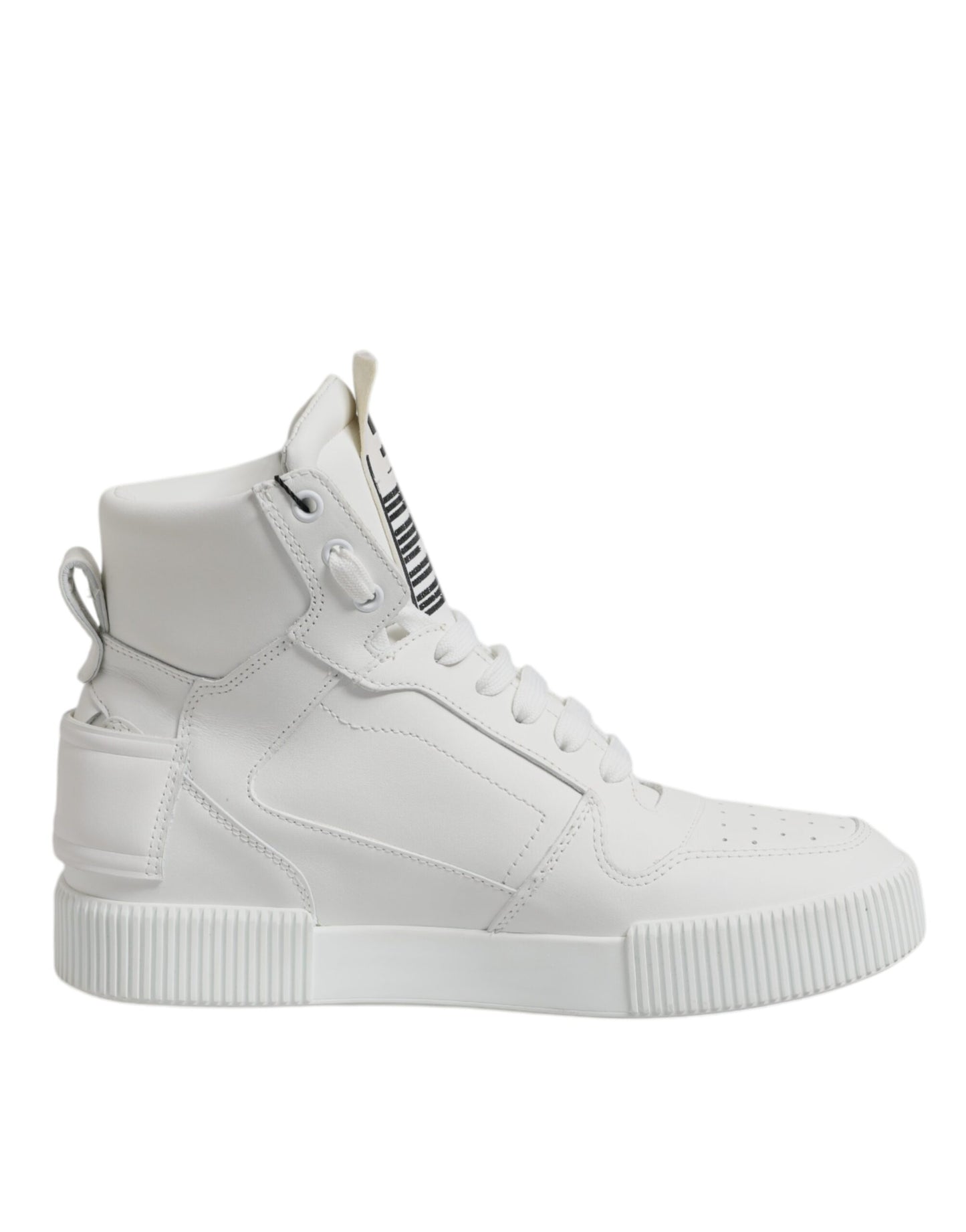 Dolce & Gabbana White Leather High Top Sneakers Shoes
