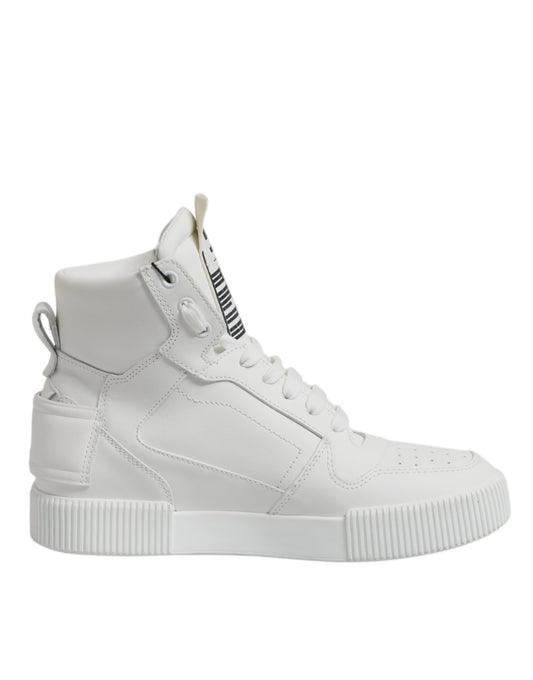 Dolce & Gabbana White Leather High Top Sneakers Shoes