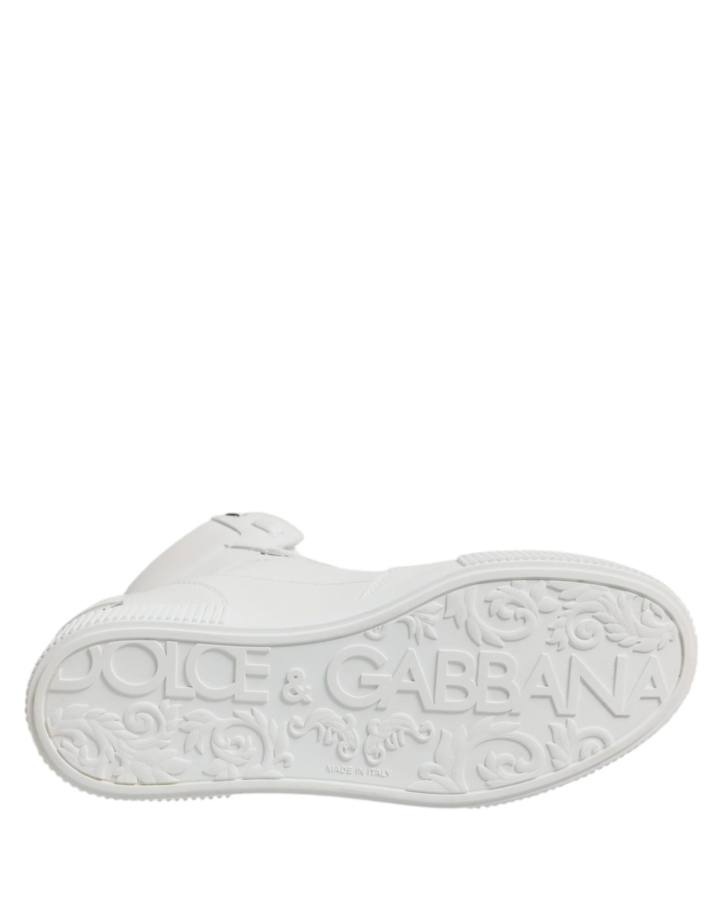 Dolce & Gabbana White Leather High Top Sneakers Shoes