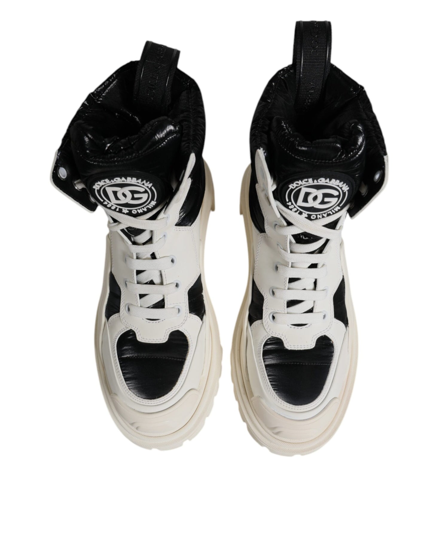 Dolce & Gabbana White Padded Mid Calf Lace Up Boots Shoes