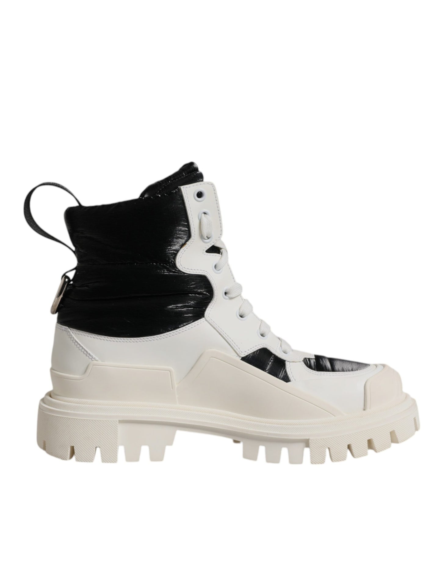 Dolce & Gabbana White Padded Mid Calf Lace Up Boots Shoes