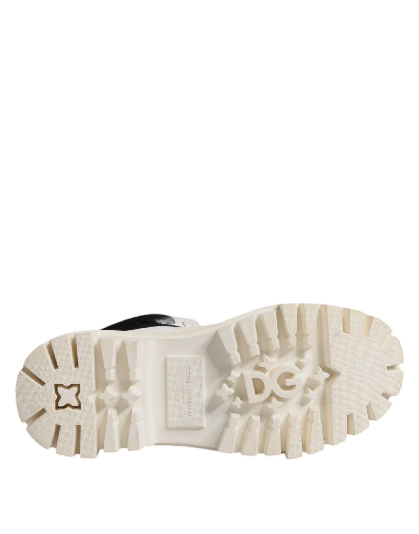 Dolce & Gabbana White Padded Mid Calf Lace Up Boots Shoes