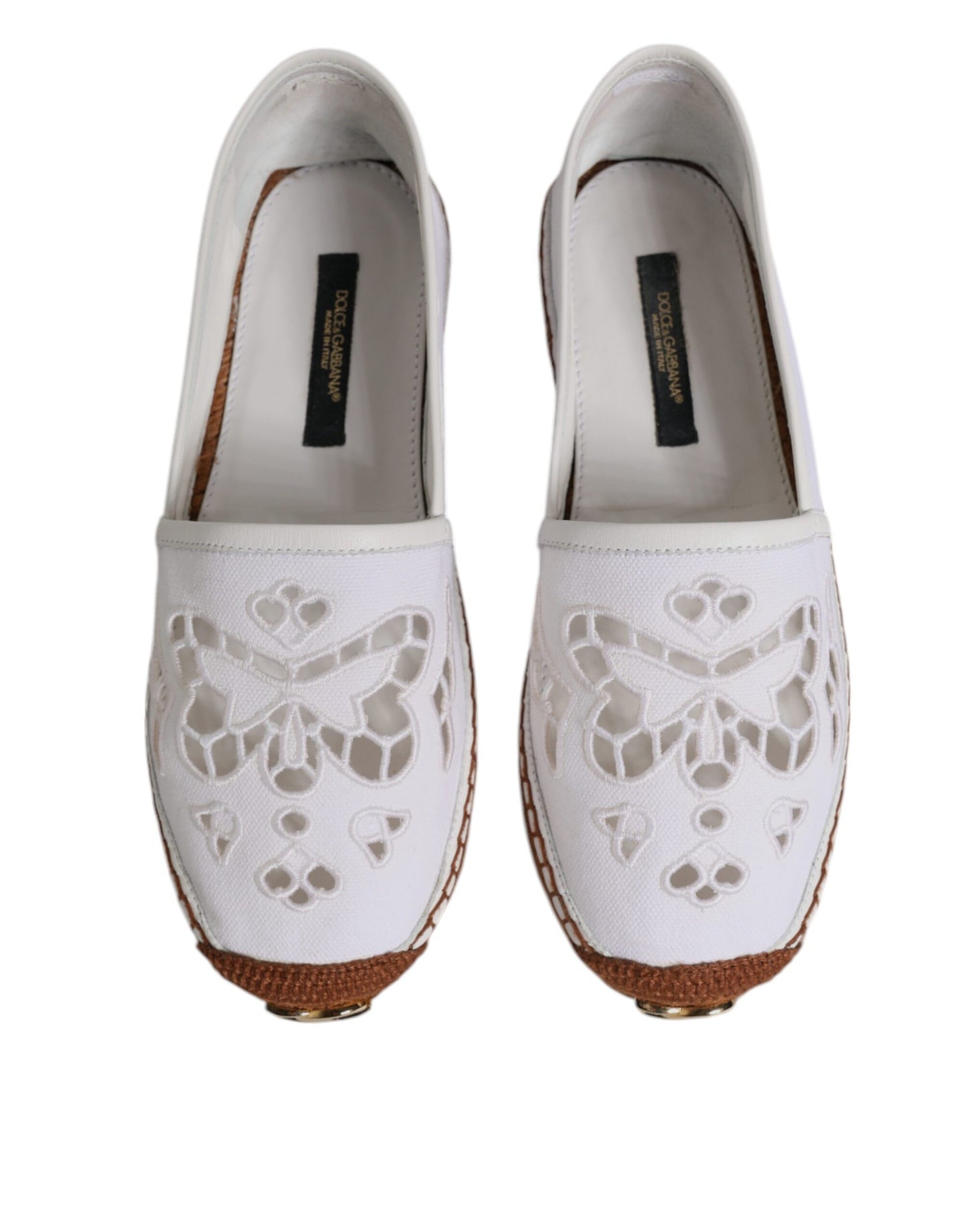 Dolce & Gabbana White Logo Eyelet Slip On Espadrilles Shoes