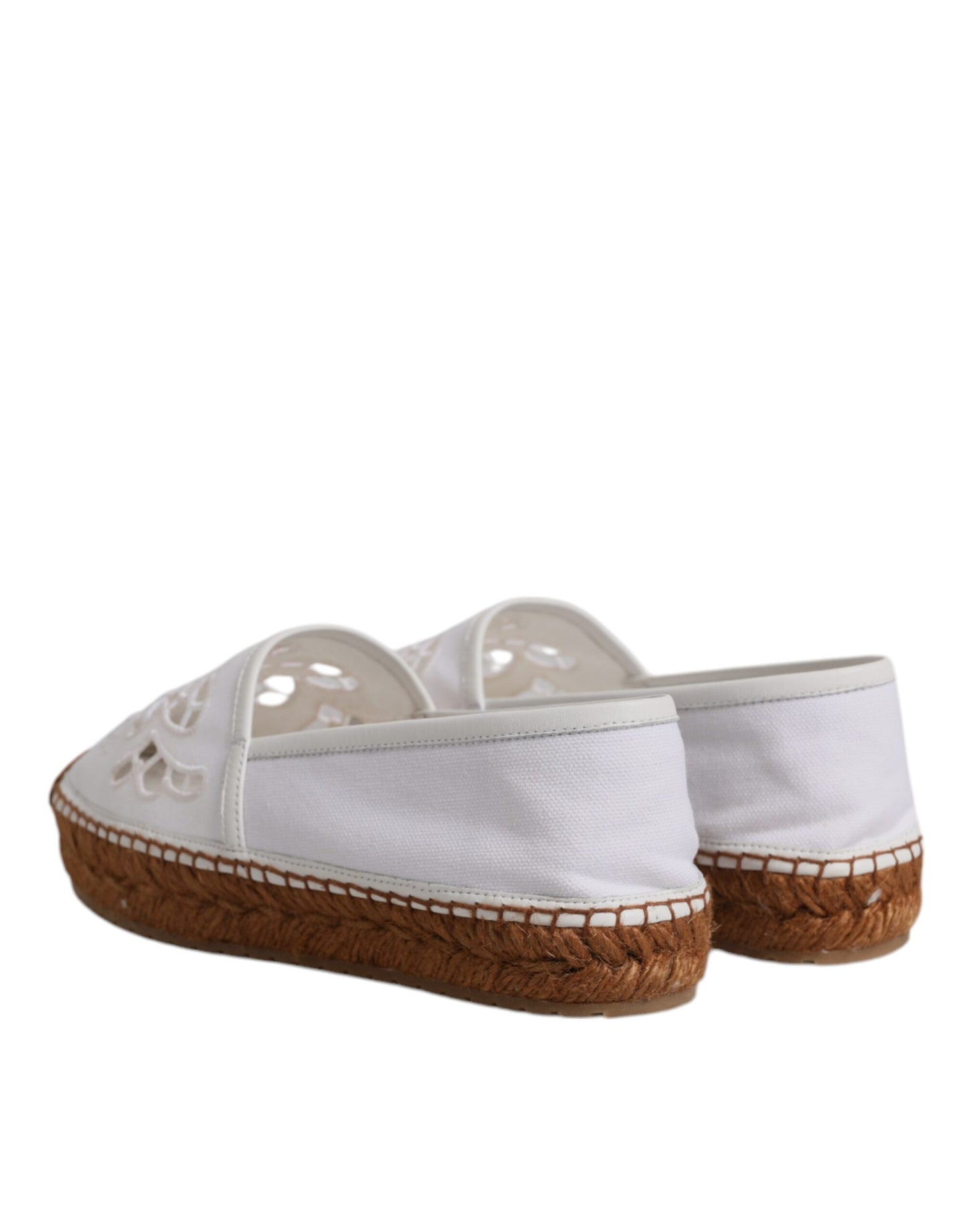 Dolce & Gabbana White Logo Eyelet Slip On Espadrilles Shoes