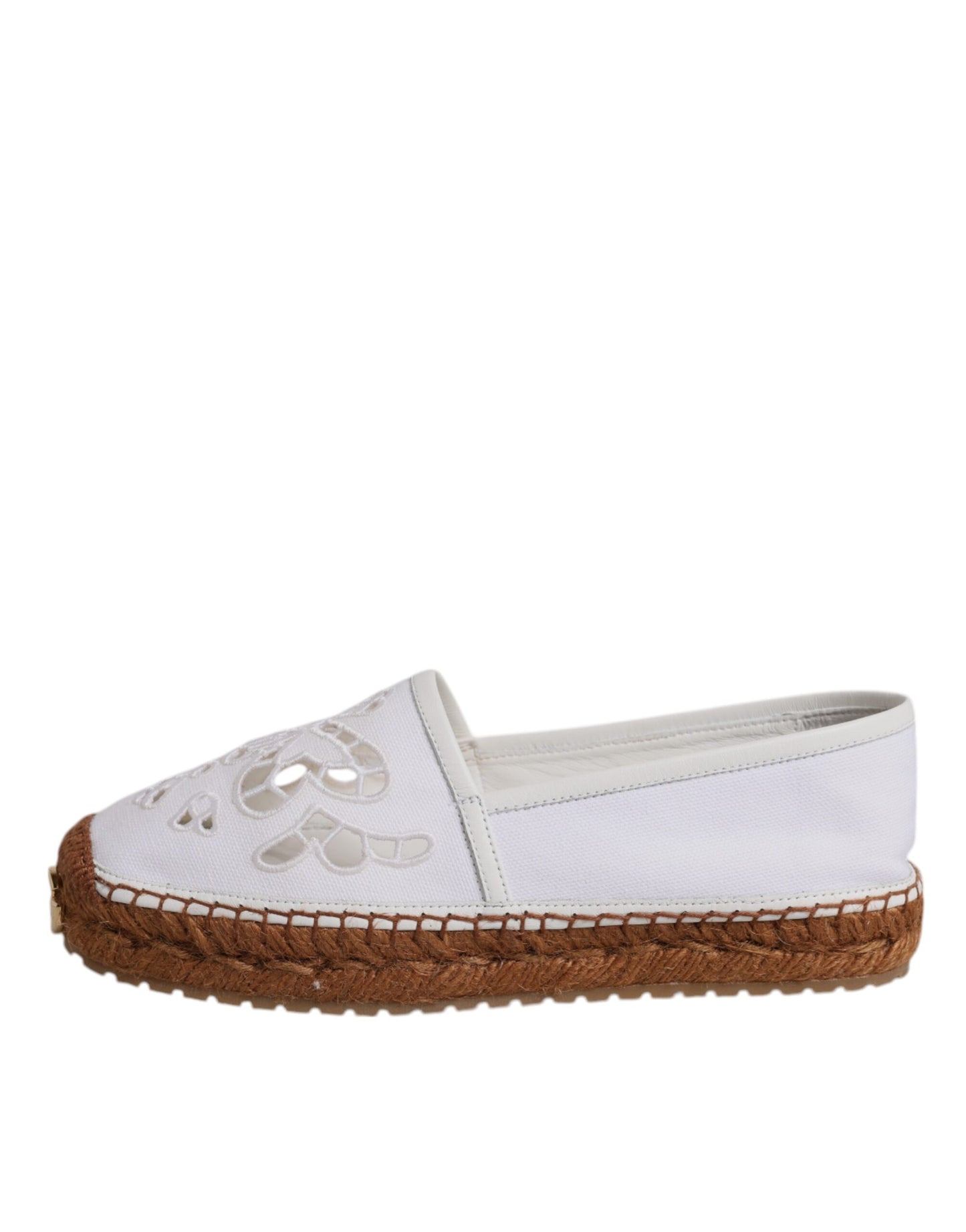 Dolce & Gabbana White Logo Eyelet Slip On Espadrilles Shoes