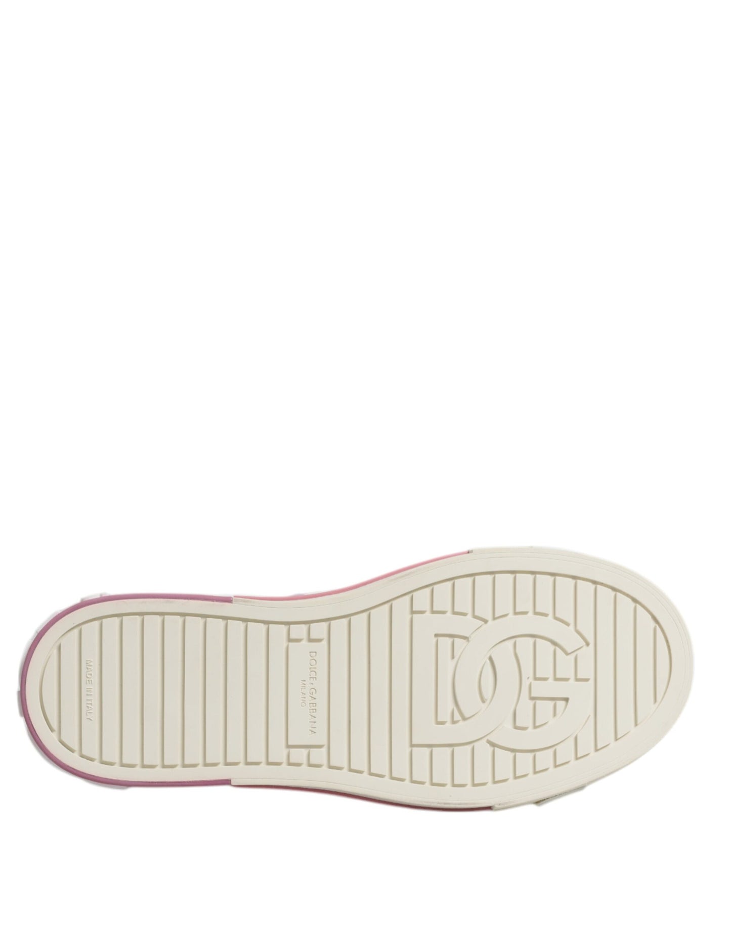 Dolce & Gabbana White Pink Leather Low Top Sneakers Shoes