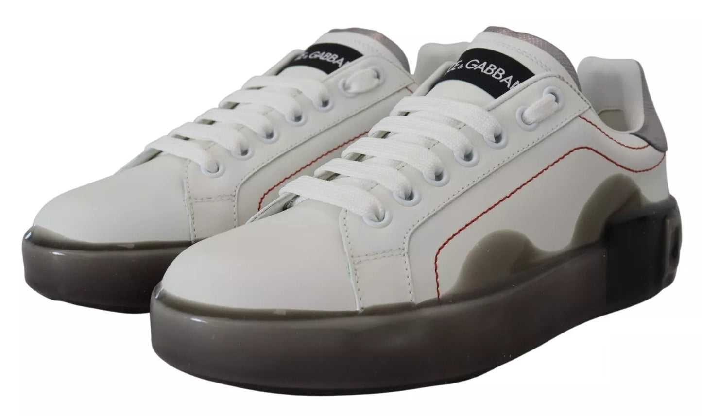 Dolce & Gabbana White Leather Portofino Sneakers Shoes