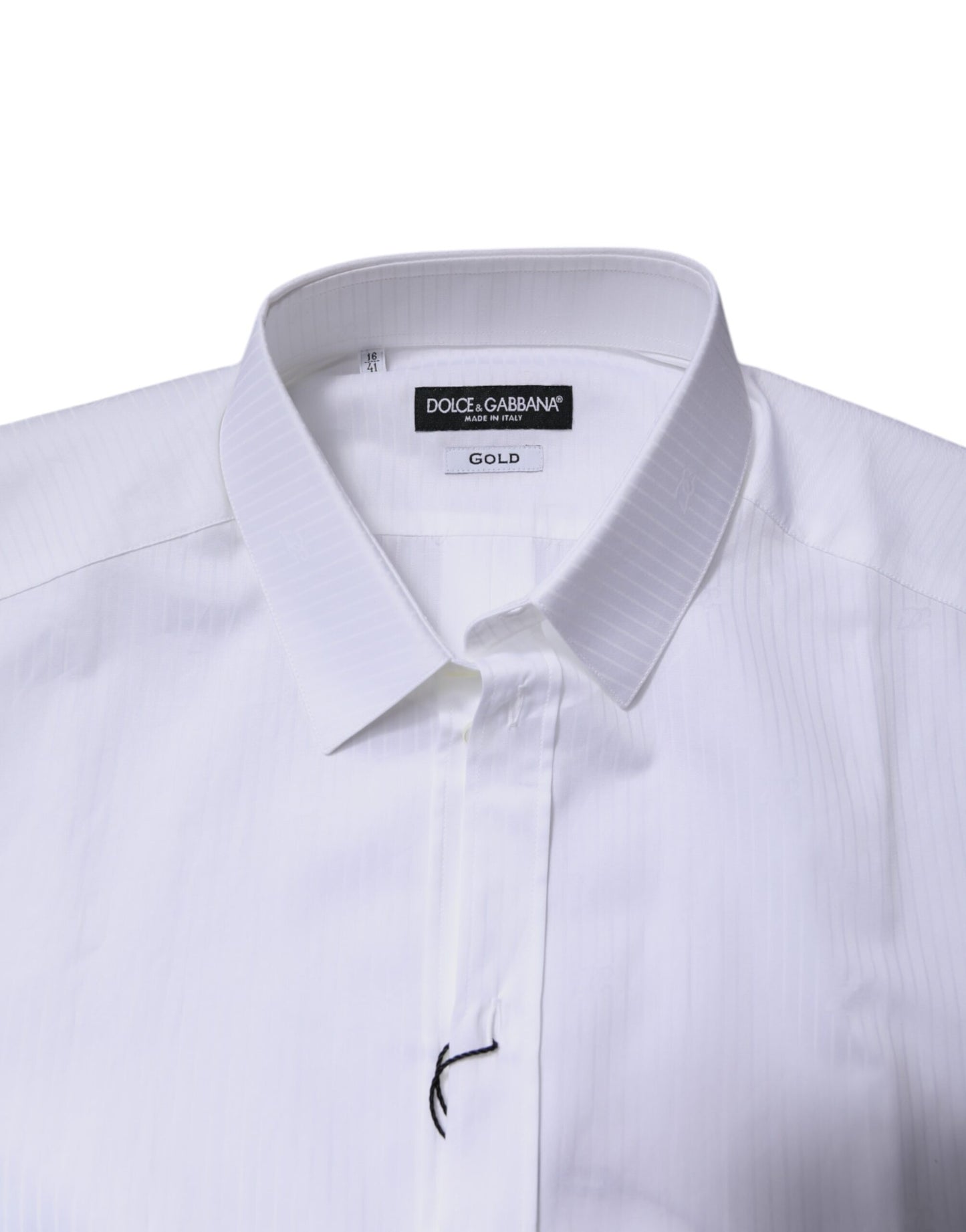 Dolce & Gabbana White Cotton Collared GOLD Dress Formal Shirt