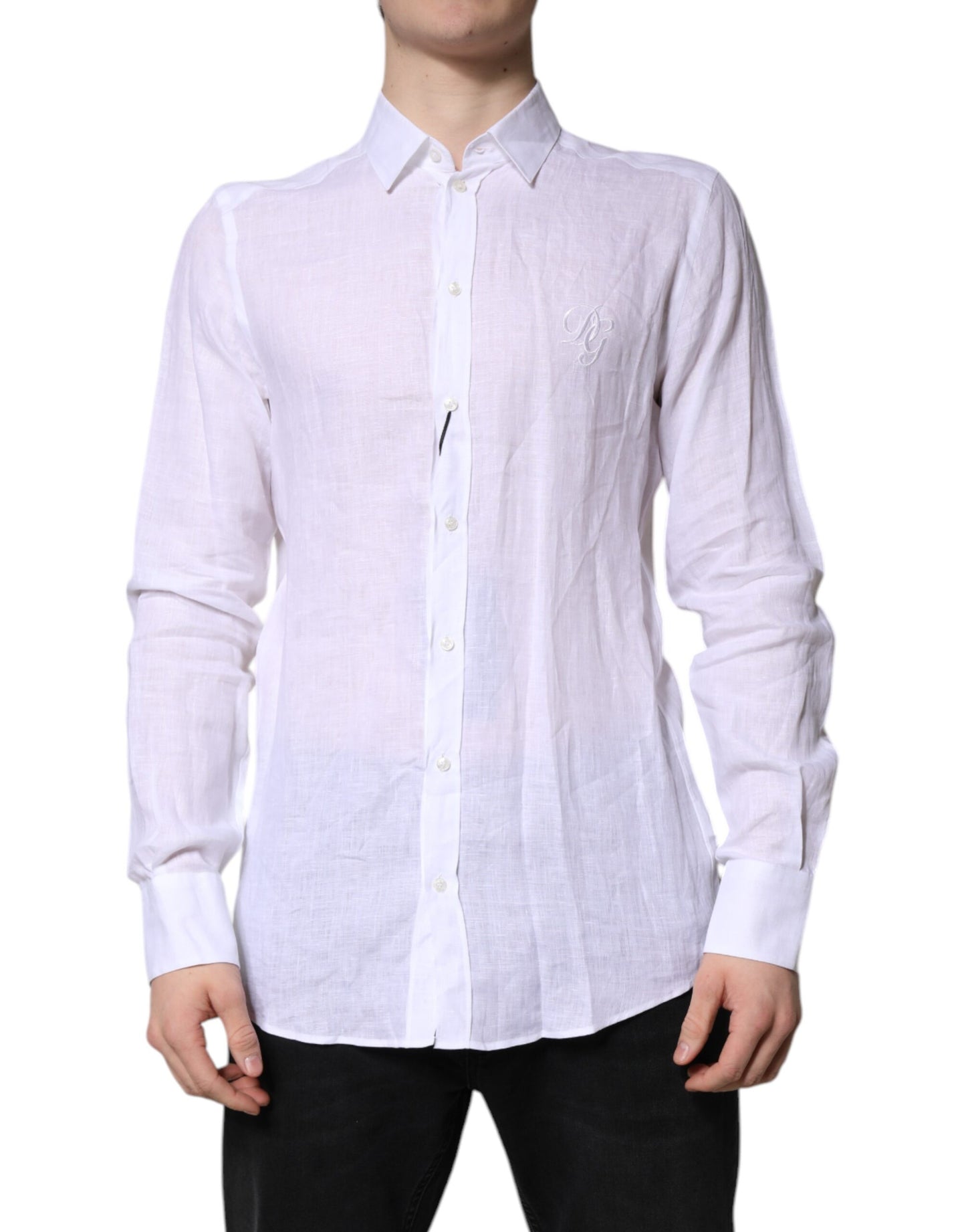 Dolce & Gabbana White Linen Martini Dress Formal Shirt