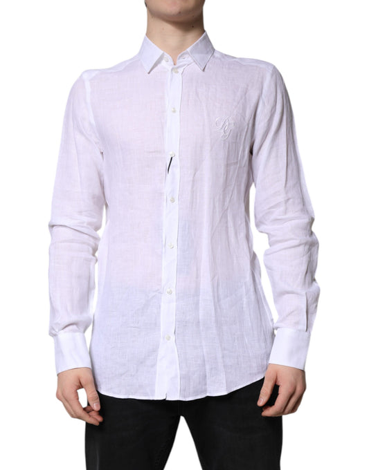 Dolce & Gabbana White Linen Martini Dress Formal Shirt