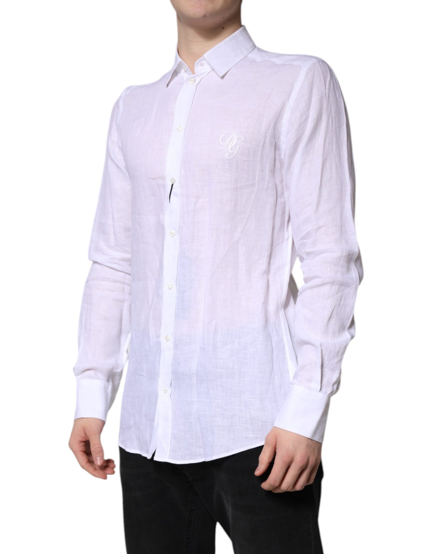 Dolce & Gabbana White Linen Martini Dress Formal Shirt