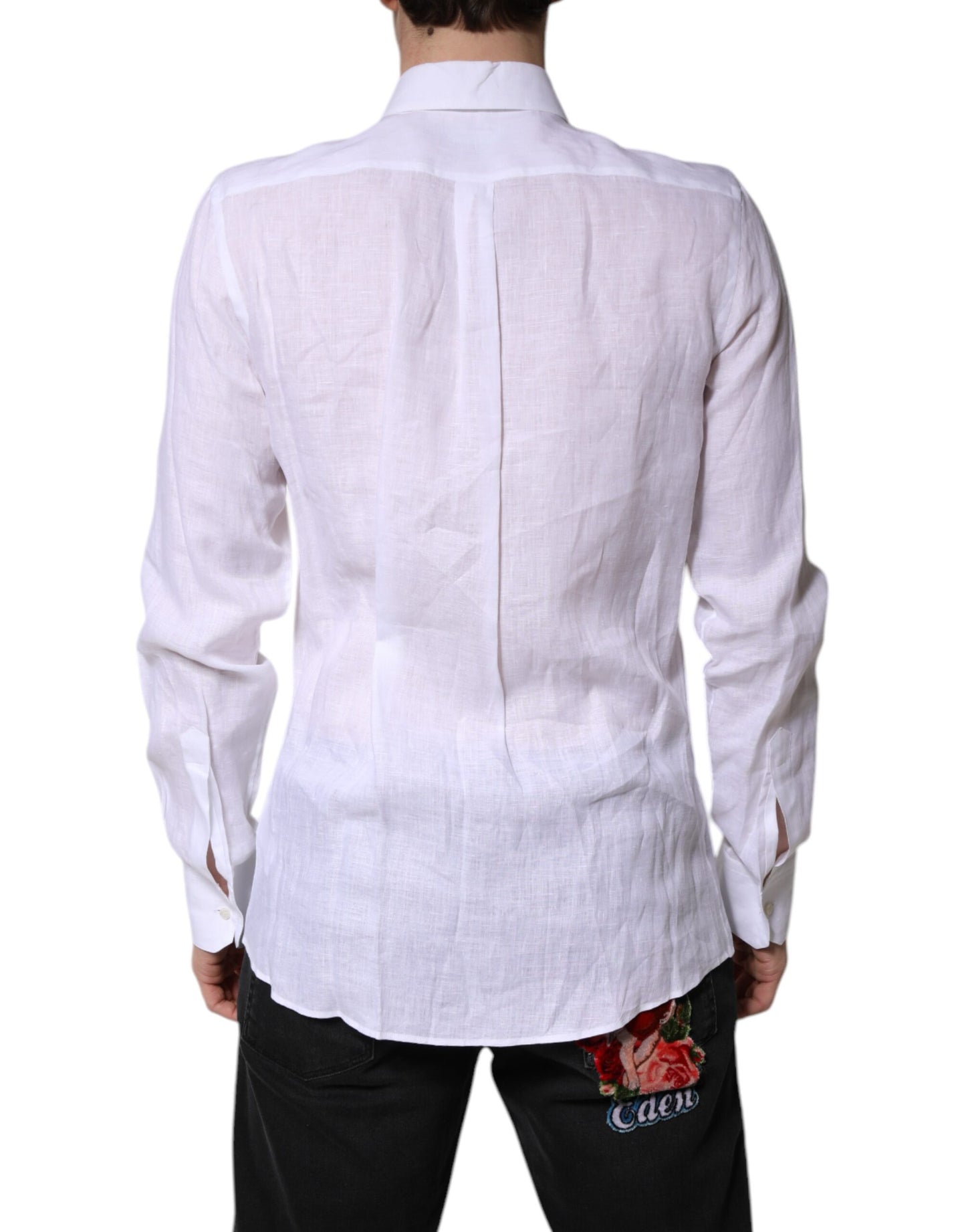 Dolce & Gabbana White Linen Martini Dress Formal Shirt