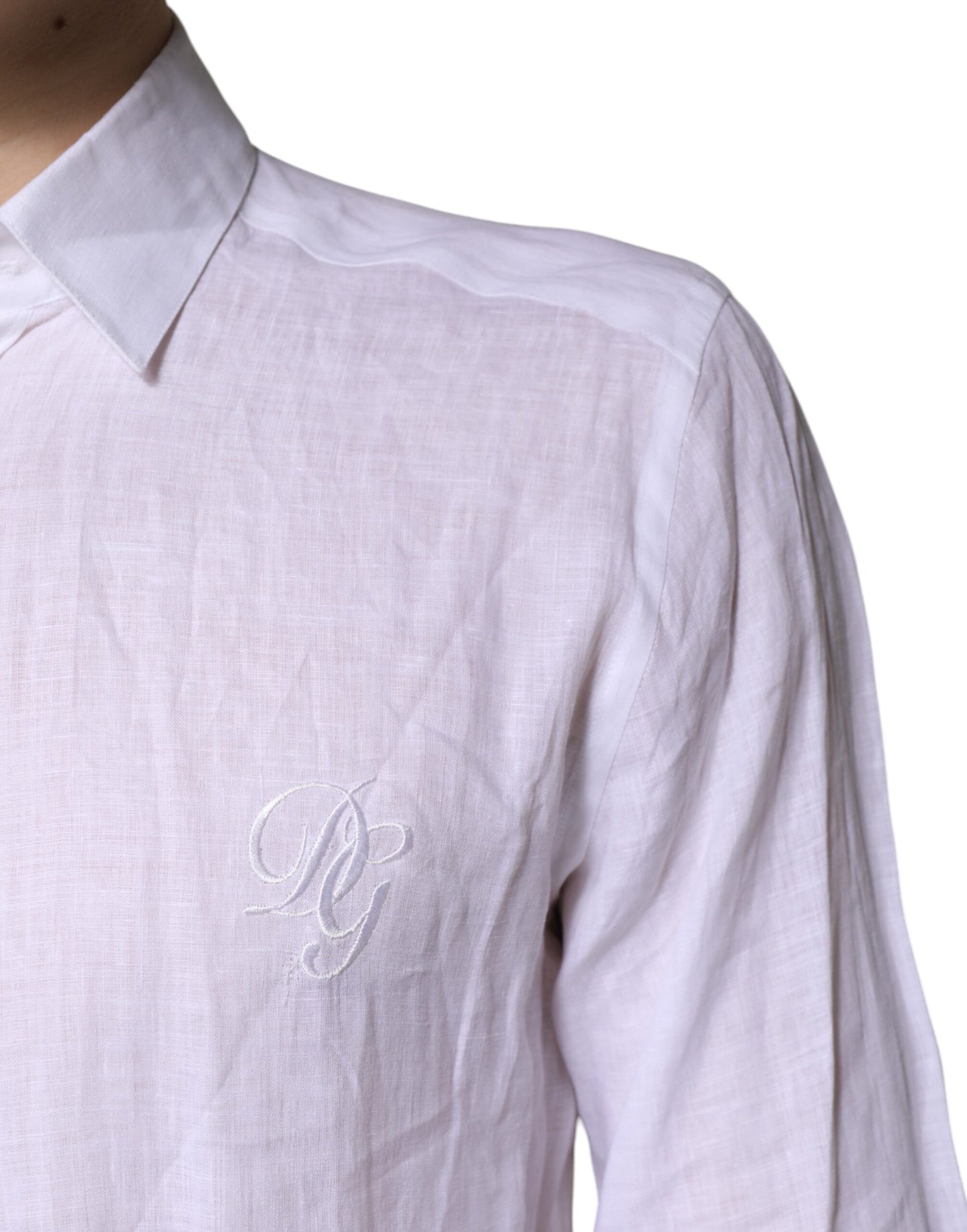 Dolce & Gabbana White Linen Martini Dress Formal Shirt