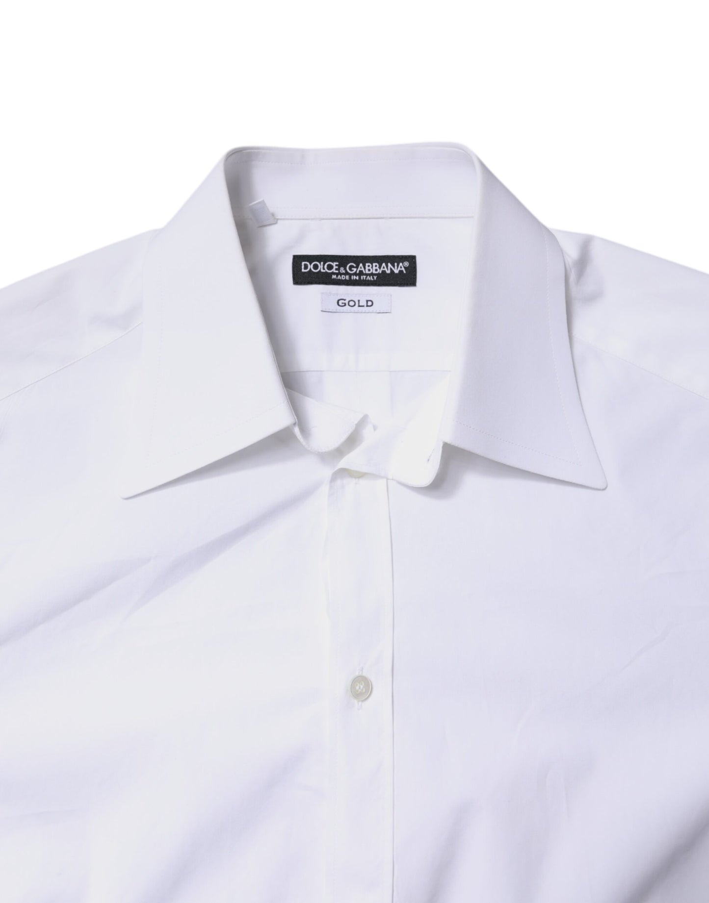 Dolce & Gabbana White Cotton GOLD Dress Formal Shirt