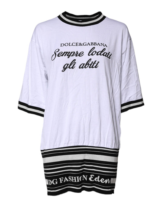Dolce & Gabbana White Cotton DG Fashion Crew Neck T-shirt