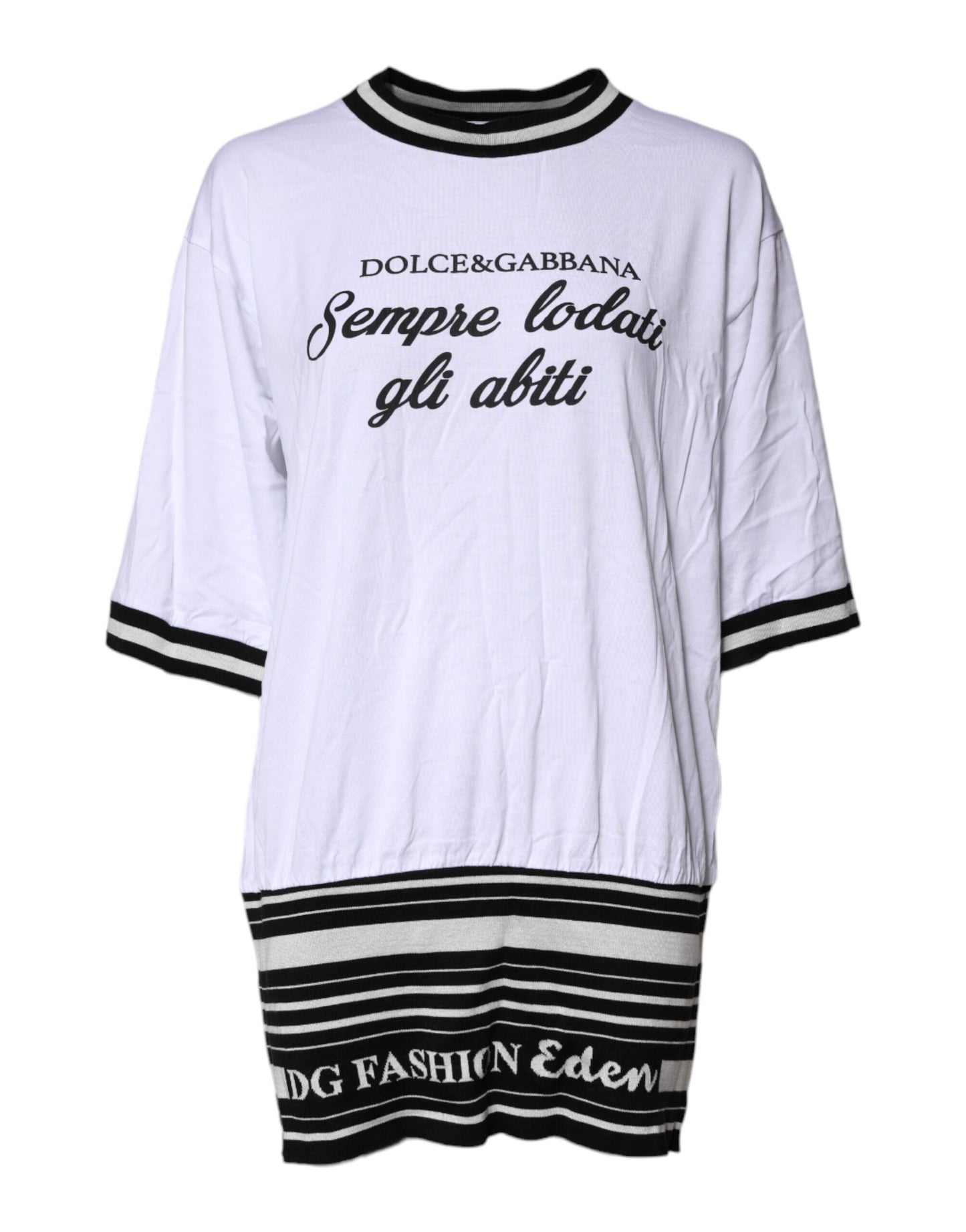 Dolce & Gabbana White Cotton DG Fashion Crew Neck T-shirt