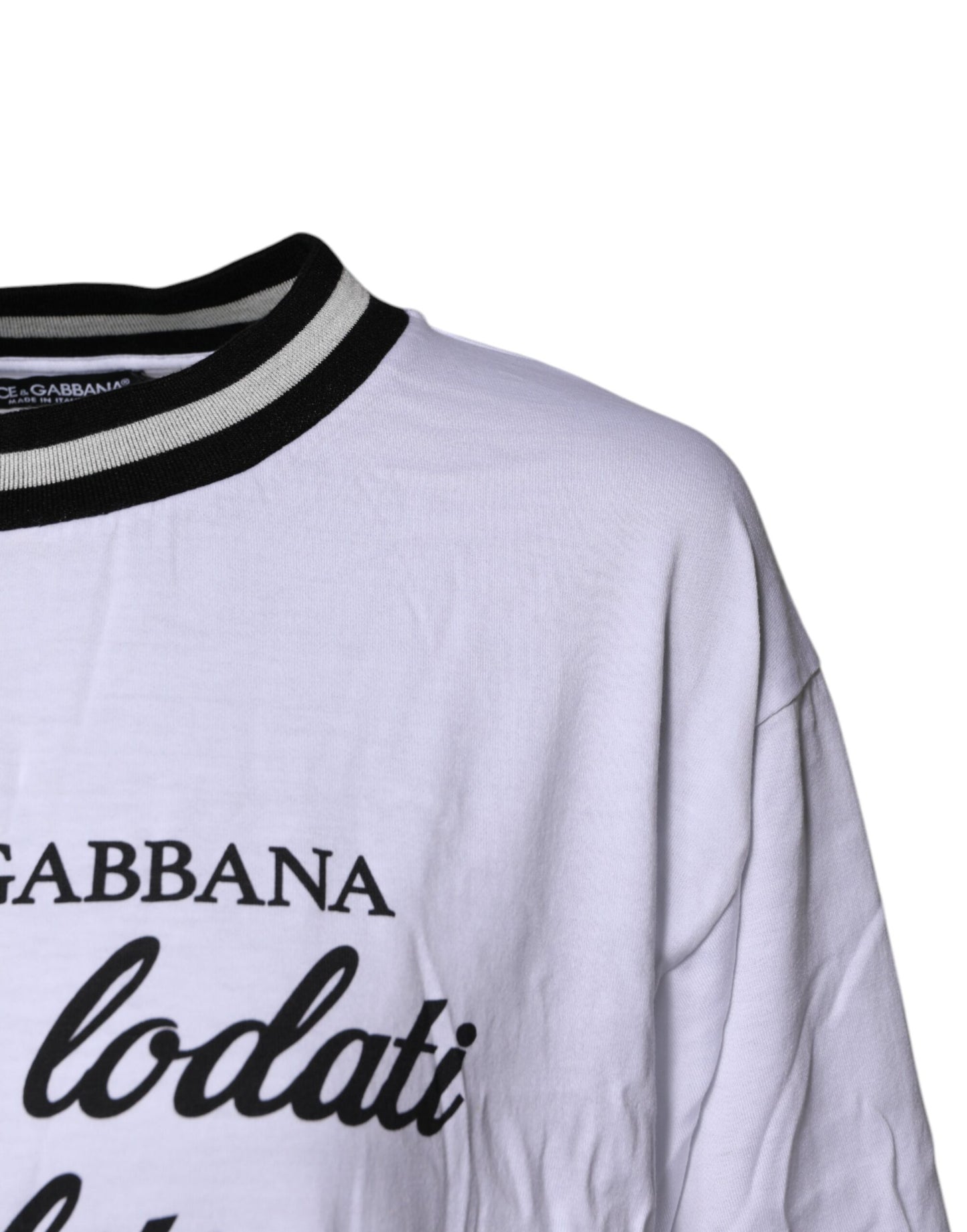 Dolce & Gabbana White Cotton DG Fashion Crew Neck T-shirt