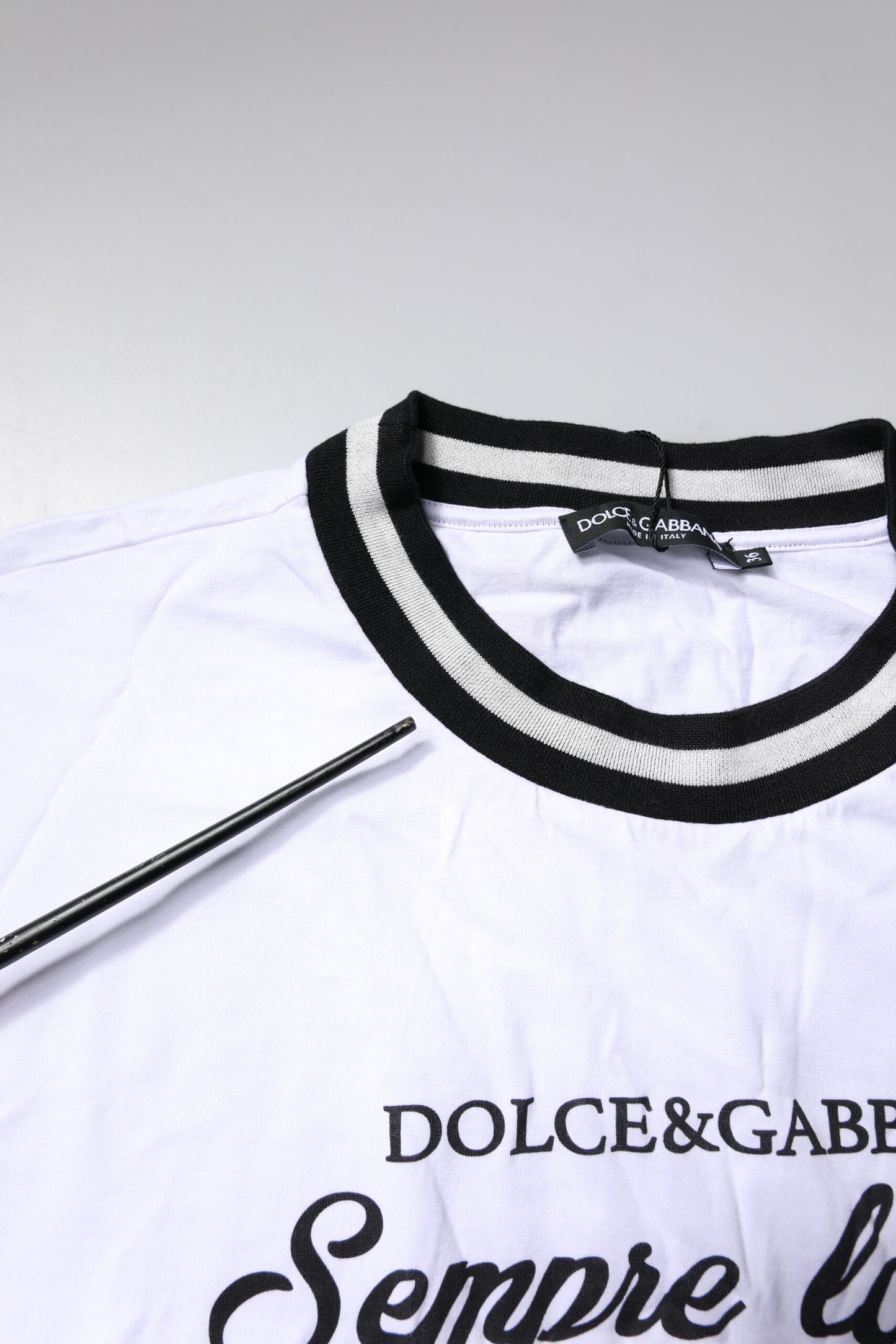 Dolce & Gabbana White Cotton DG Fashion Crew Neck T-shirt