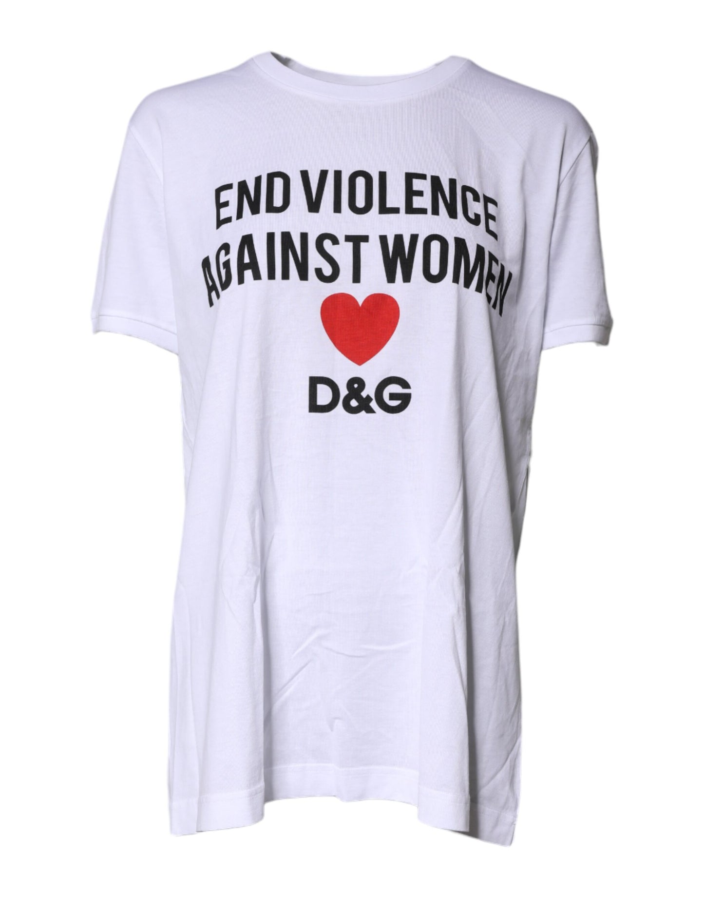 Dolce & Gabbana White Cotton Printed Round Neck Top T-shirt