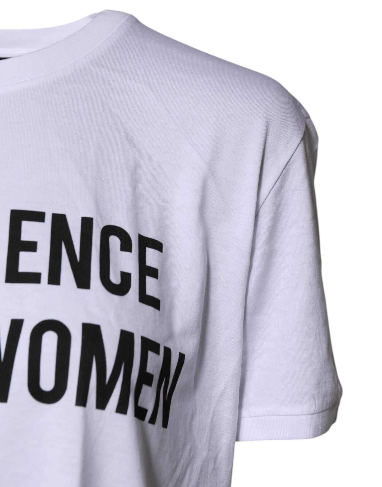 Dolce & Gabbana White Cotton Printed Round Neck Top T-shirt