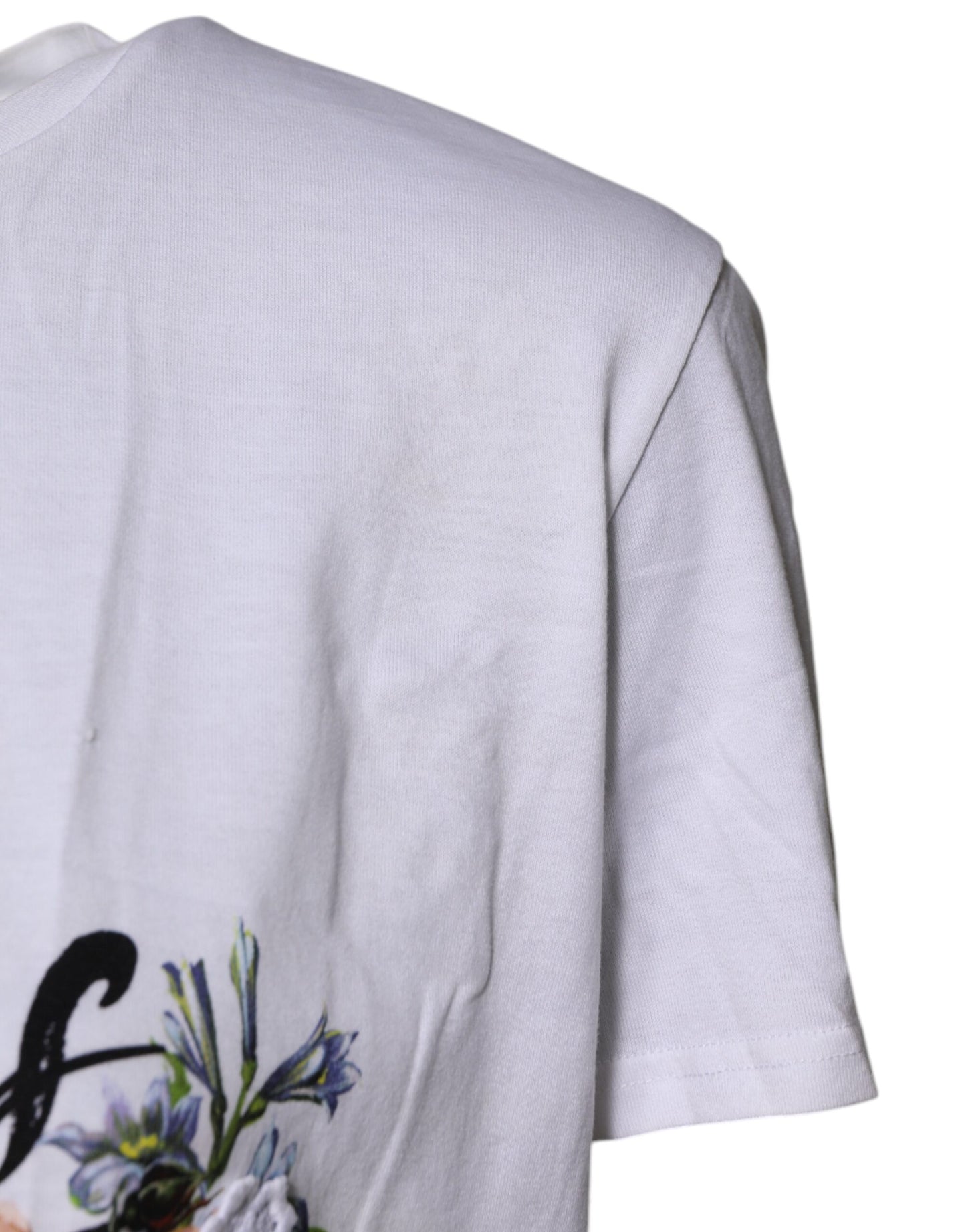 Dolce & Gabbana White Cotton DG Floral Embroidered Top T-shirt