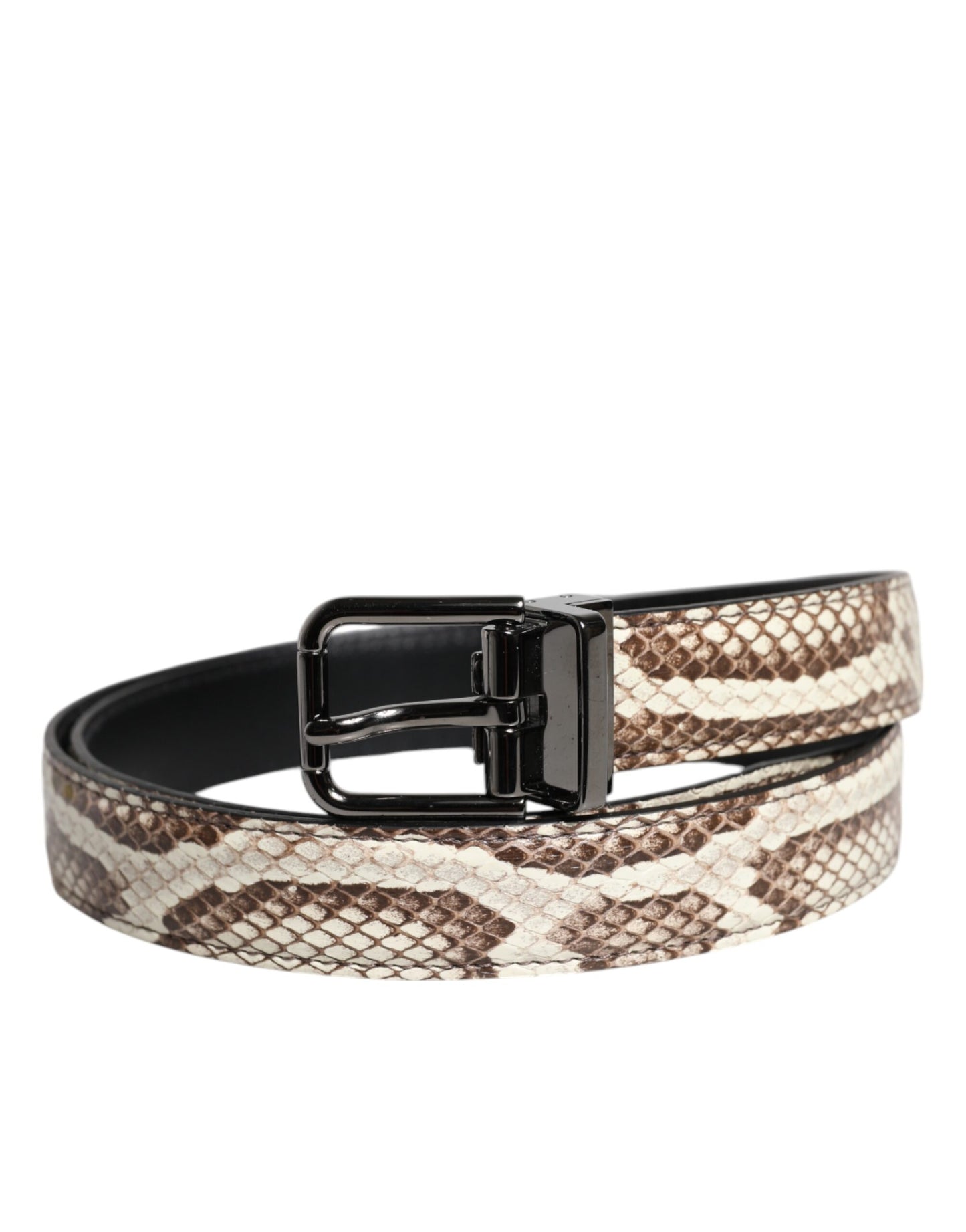 Dolce & Gabbana Brown Exotic Leather Classic Metal Buckle Belt