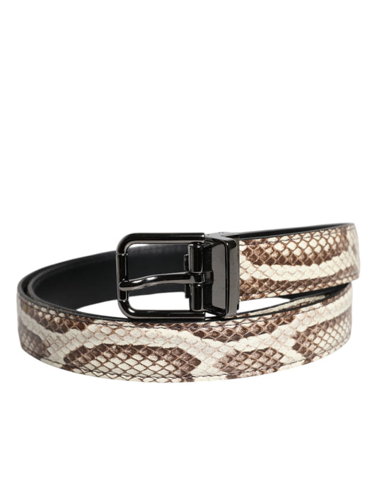 Dolce & Gabbana Brown Exotic Leather Classic Metal Buckle Belt