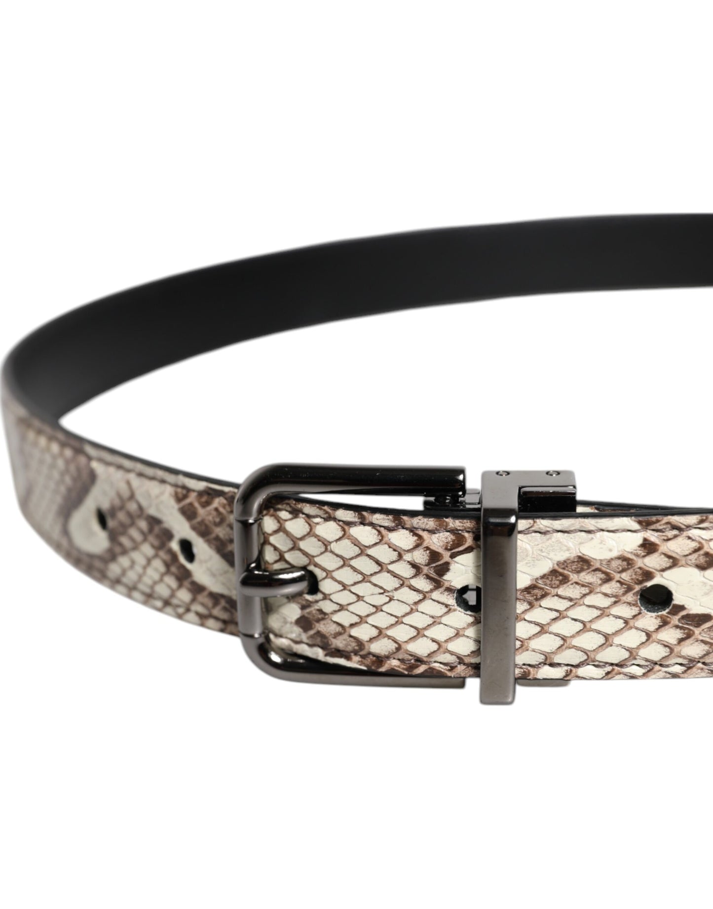 Dolce & Gabbana Brown Exotic Leather Classic Metal Buckle Belt