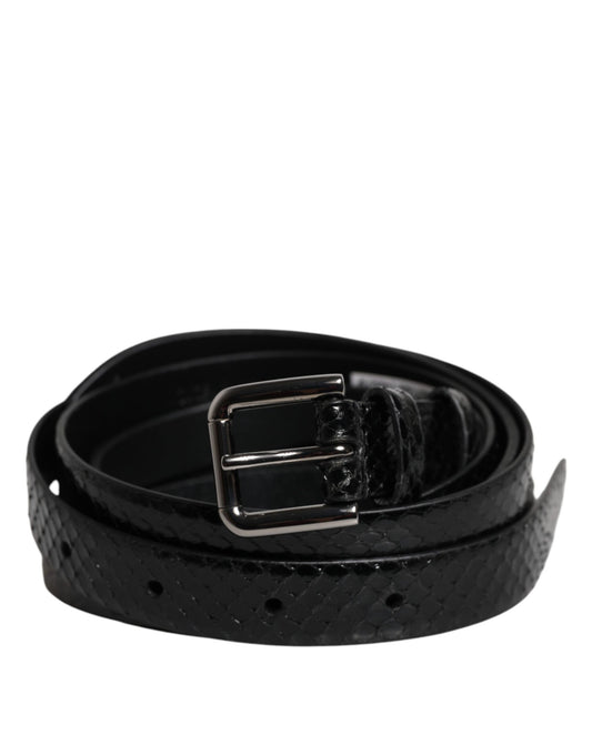 Dolce & Gabbana Black Leather Classic Metal Logo Buckle Belt