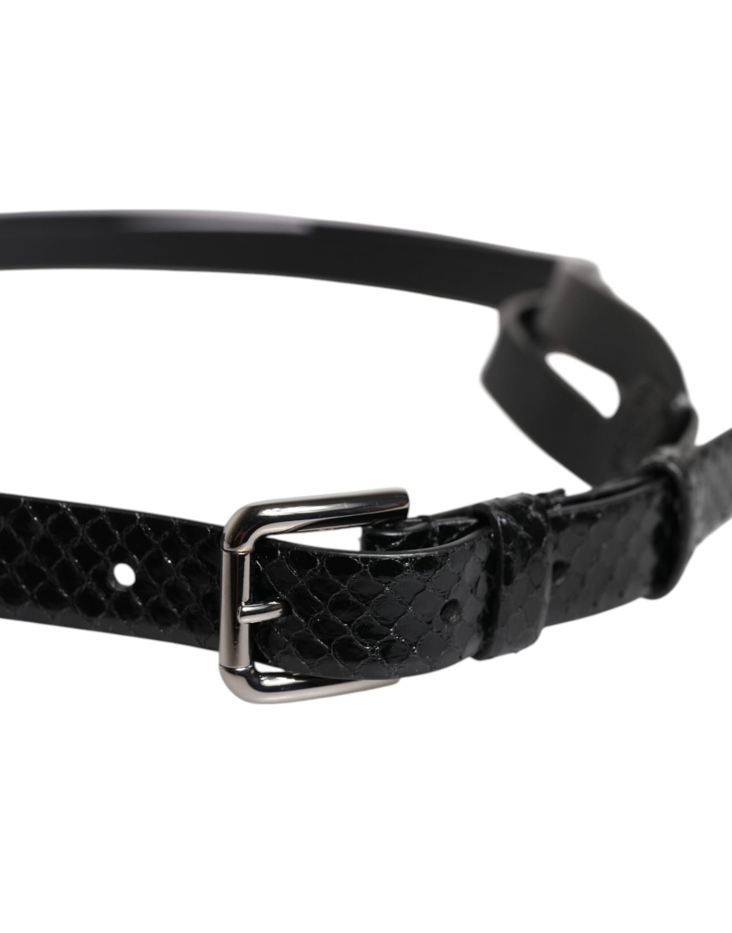 Dolce & Gabbana Black Leather Classic Metal Logo Buckle Belt