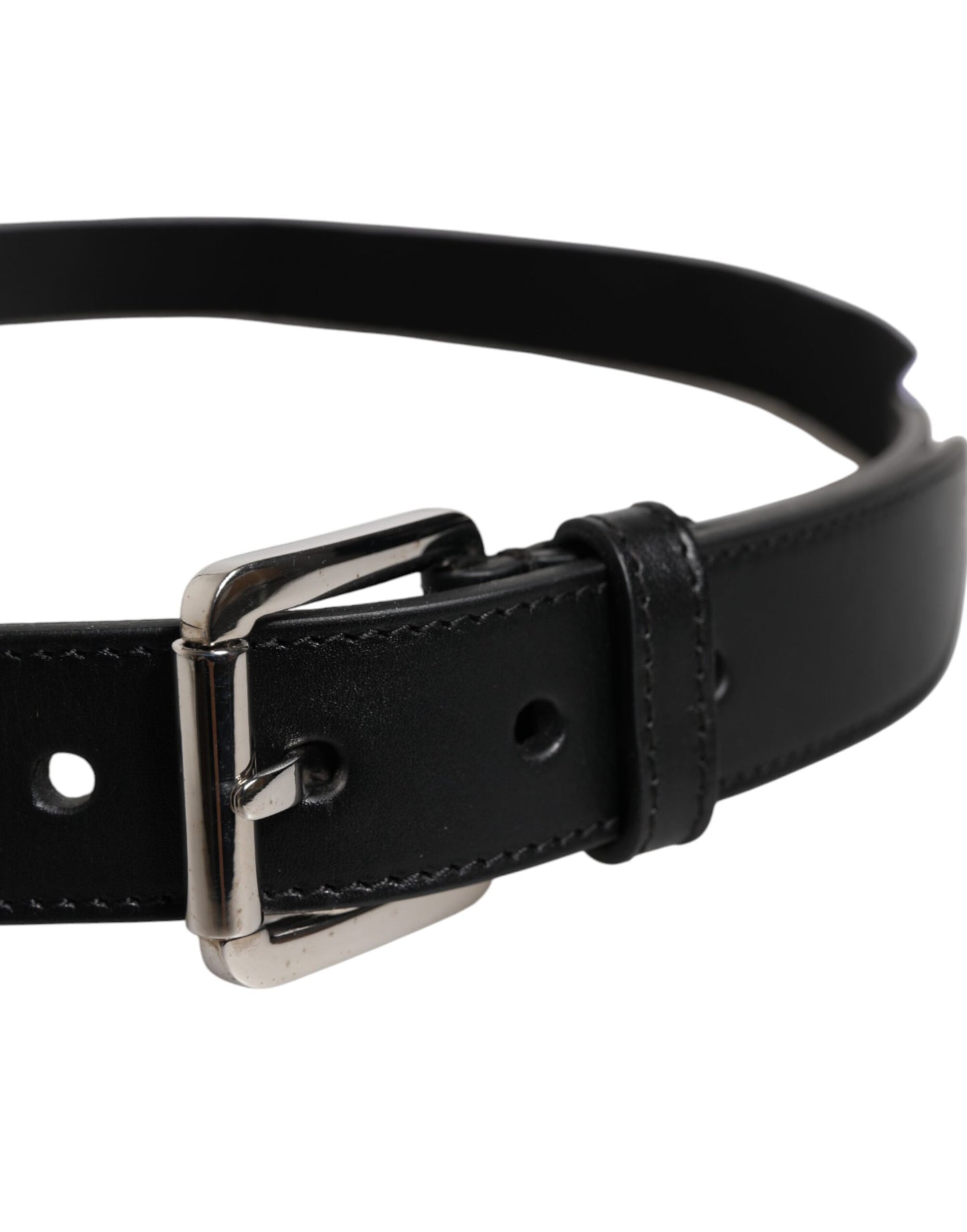 Dolce & Gabbana Black White Printed Metal Logo Buckle Belt
