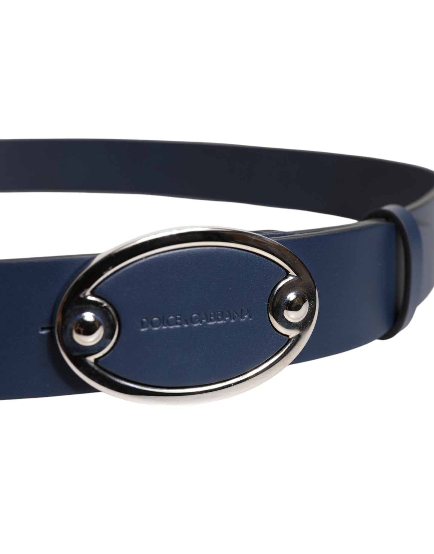 Dolce & Gabbana Blue Leather Classic Metal Logo Buckle Belt