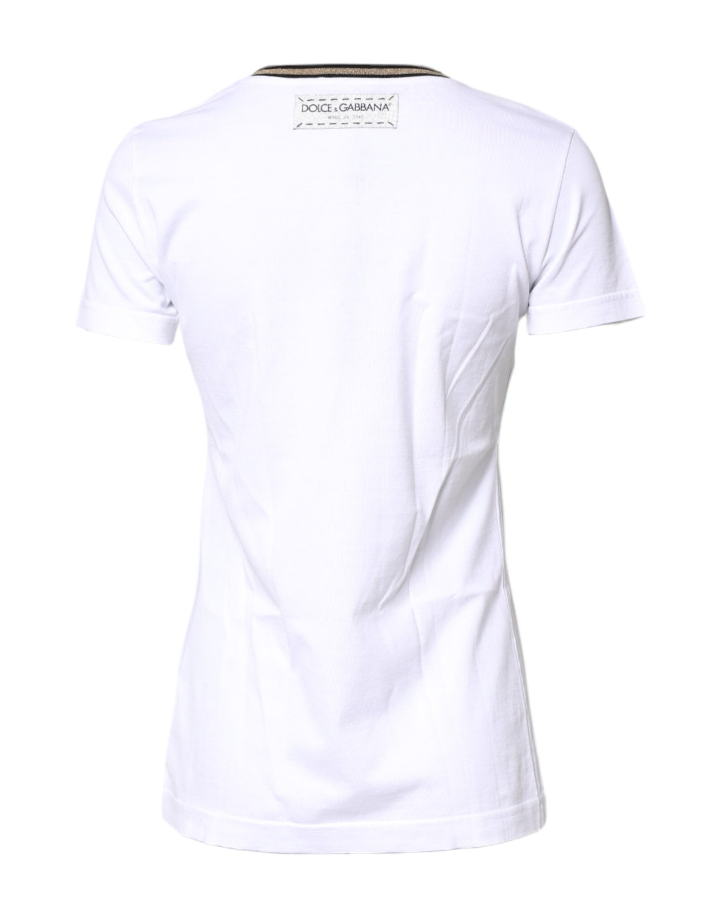 Dolce & Gabbana White Graphic Print Cotton Crew Neck T-shirt