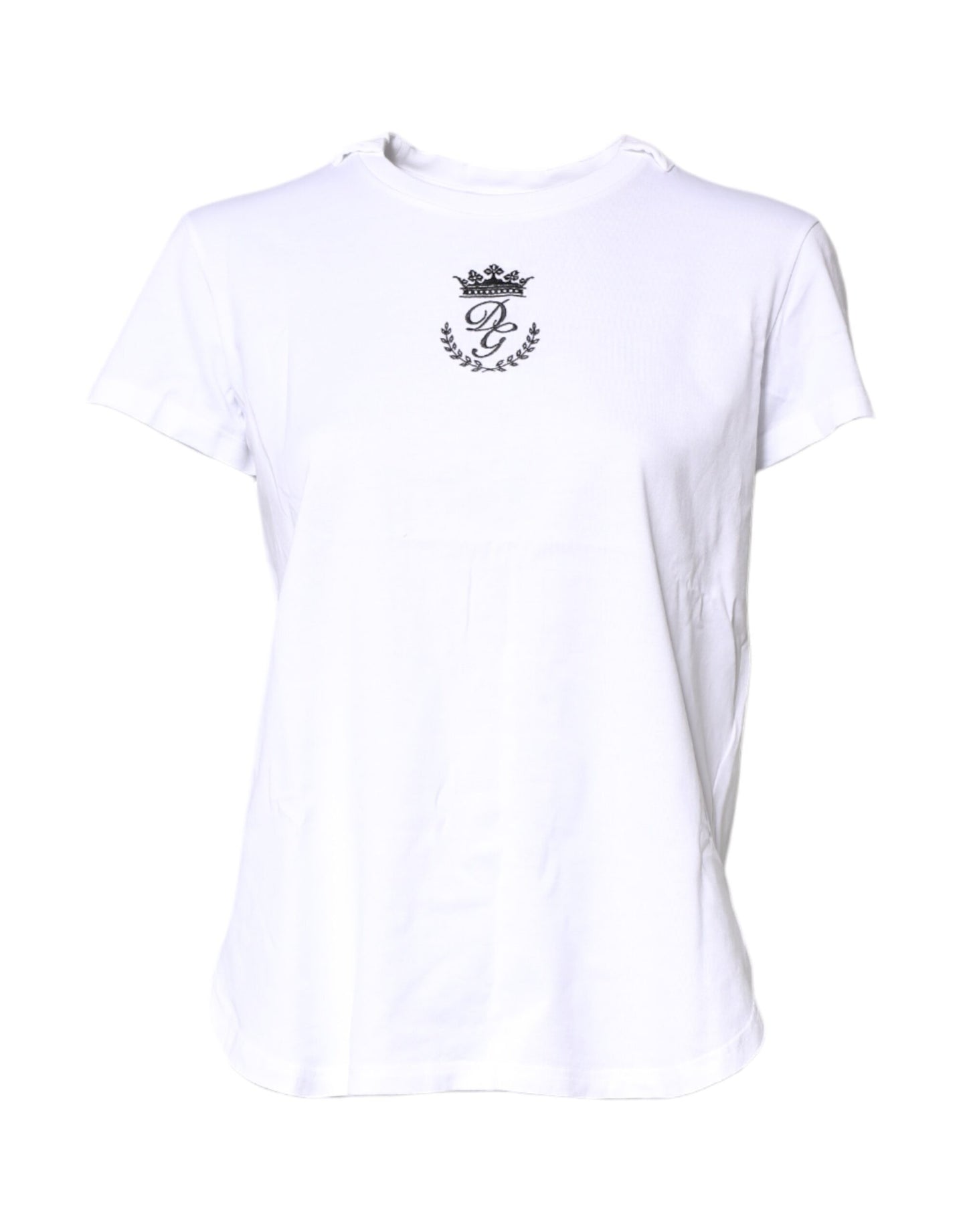 Dolce & Gabbana White Logo Crown Cotton Crew Neck T-shirt