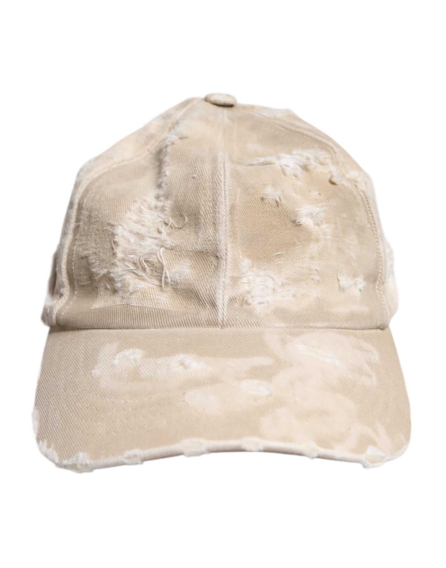 Dolce & Gabbana Beige Tattered Cotton 6 Panels Baseball Cap