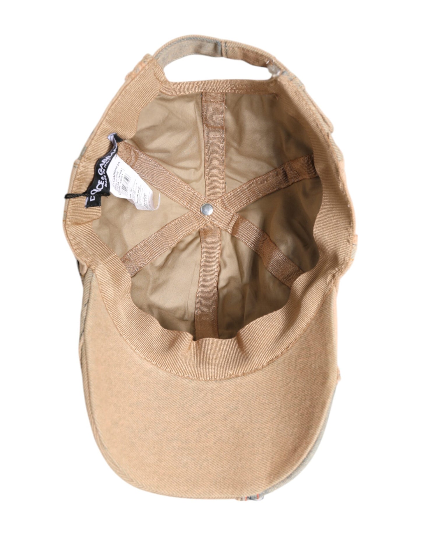 Dolce & Gabbana Beige Tattered Cotton 6 Panels Baseball Cap