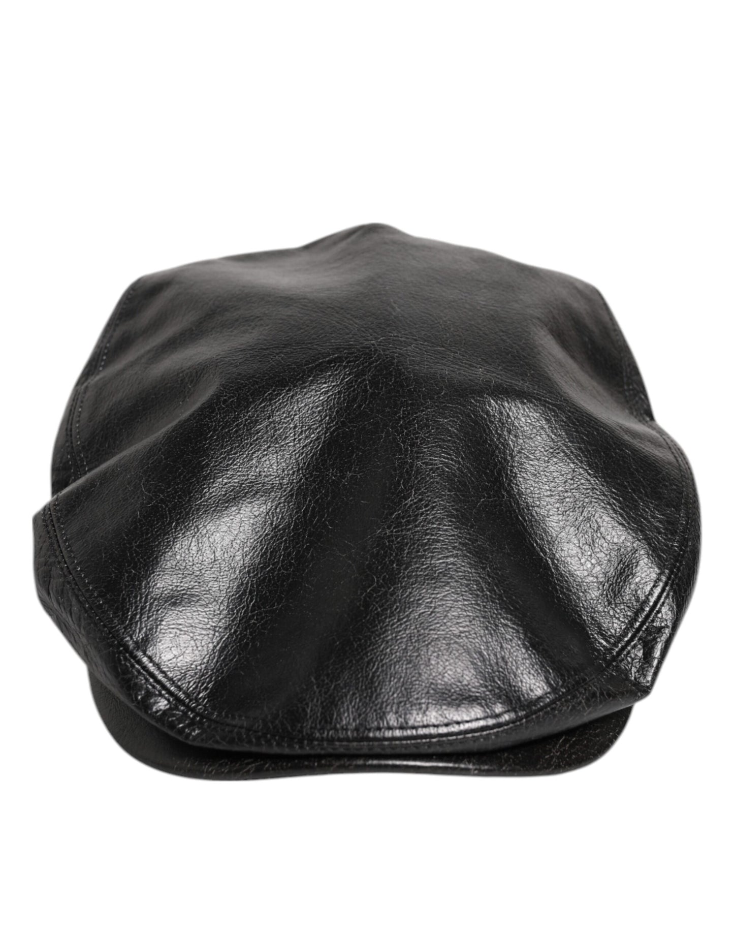 Dolce & Gabbana Black Calf Newsboy Capello Cabbie Hat