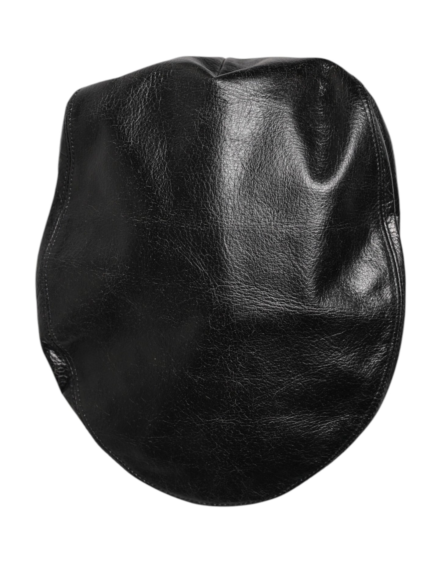 Dolce & Gabbana Black Calf Newsboy Capello Cabbie Hat