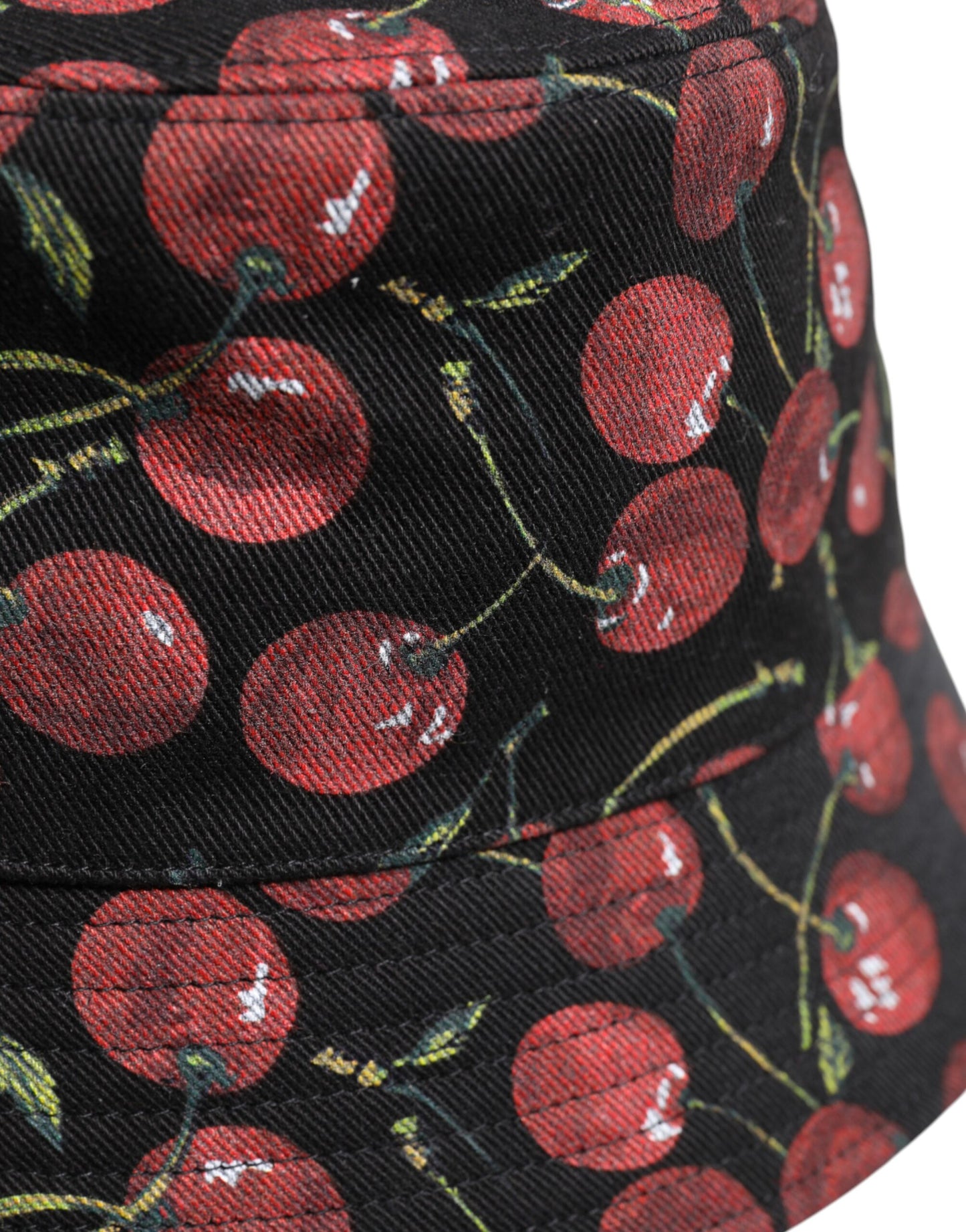 Dolce & Gabbana Black Cotton Printed Wide Brim Bucket Hat