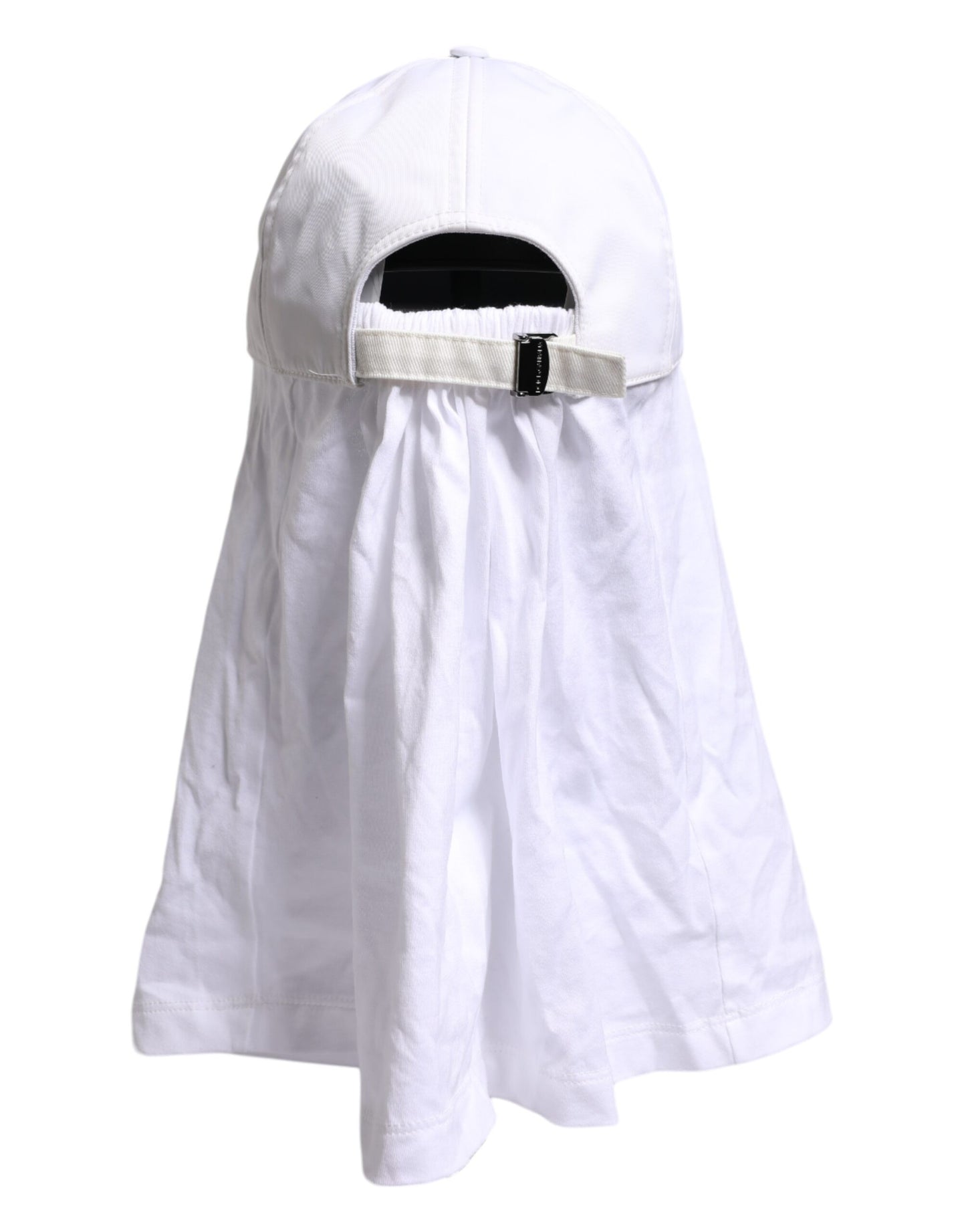 Dolce & Gabbana White Cotton DG Logo Plaque Baseball Balaclava Cap